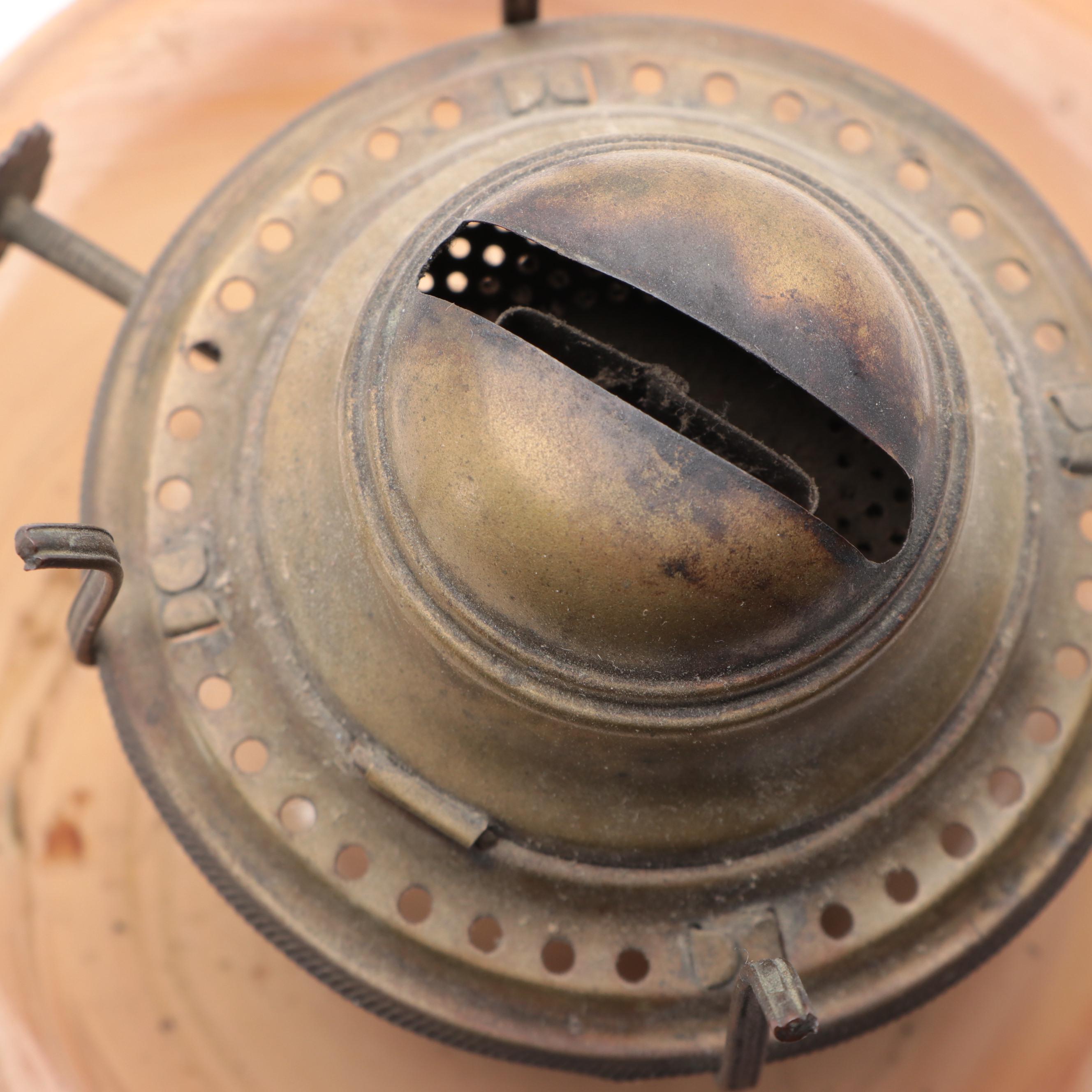 McKee "Sultan Wild Rose" Chocolate Slag Glass Oil Lamp, Late 19th/ Early 20th C.