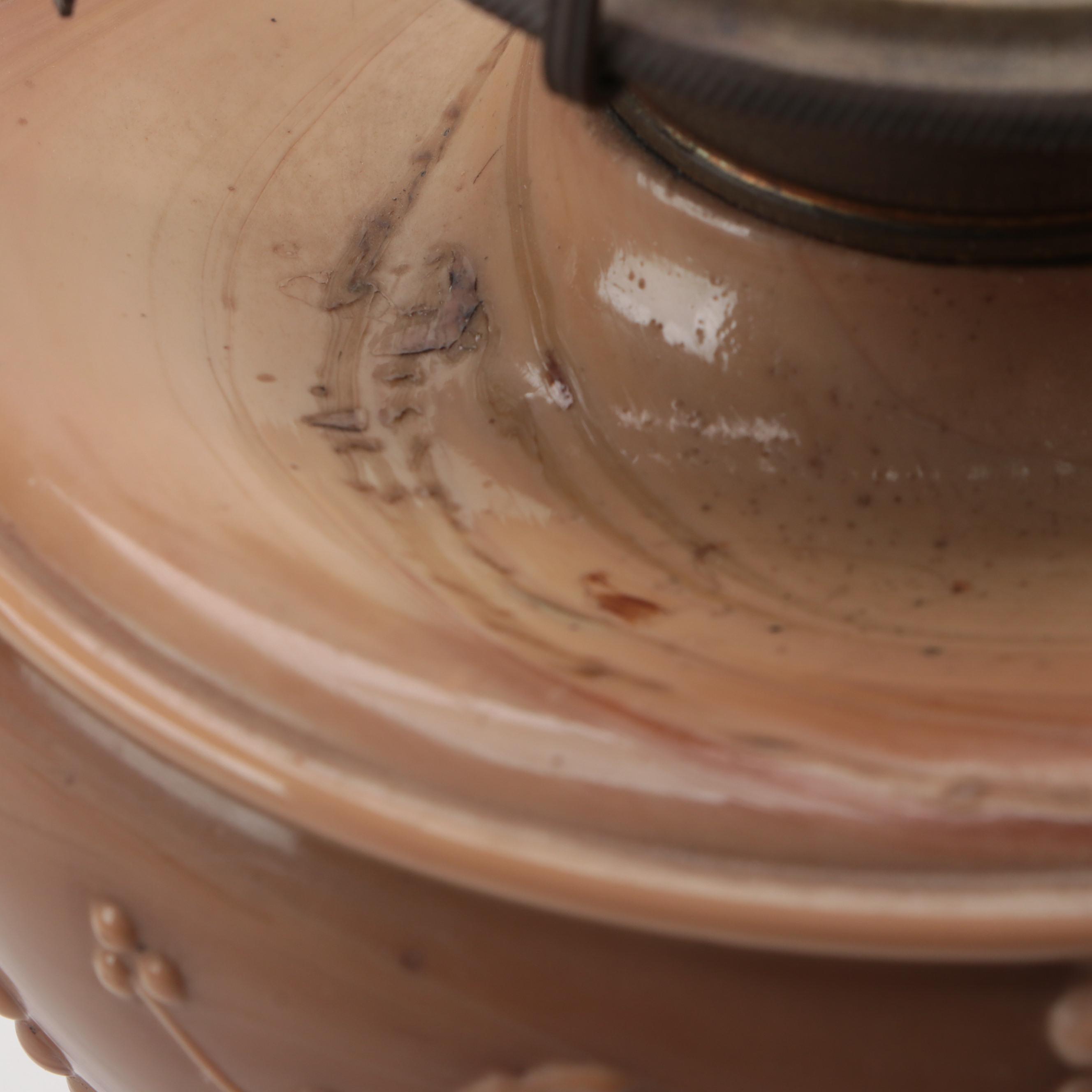 McKee "Sultan Wild Rose" Chocolate Slag Glass Oil Lamp, Late 19th/ Early 20th C.