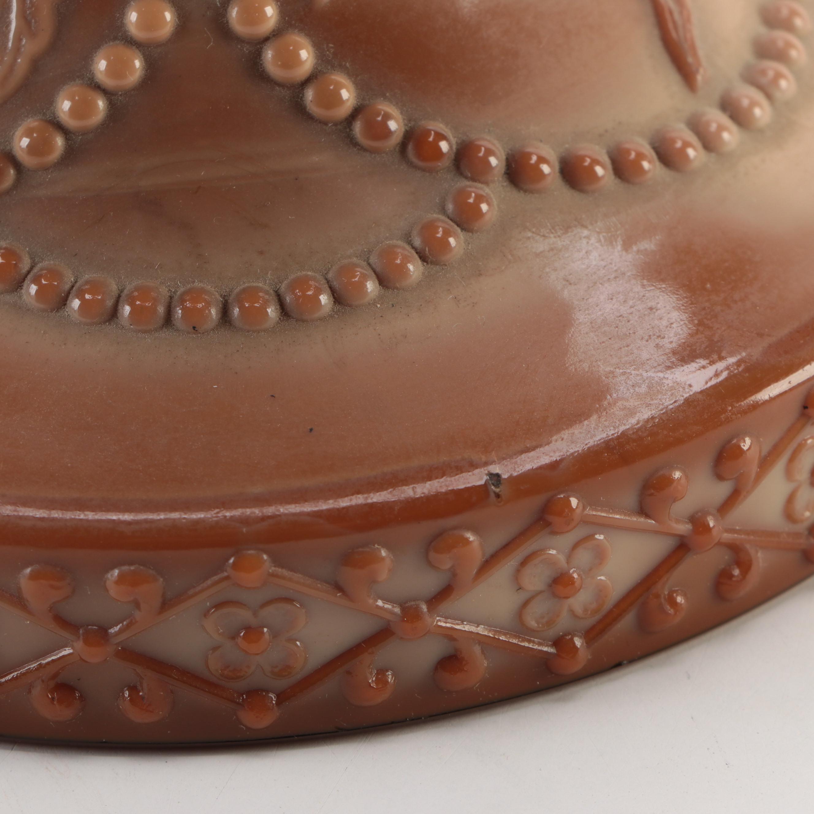 McKee "Sultan Wild Rose" Chocolate Slag Glass Oil Lamp, Late 19th/ Early 20th C.