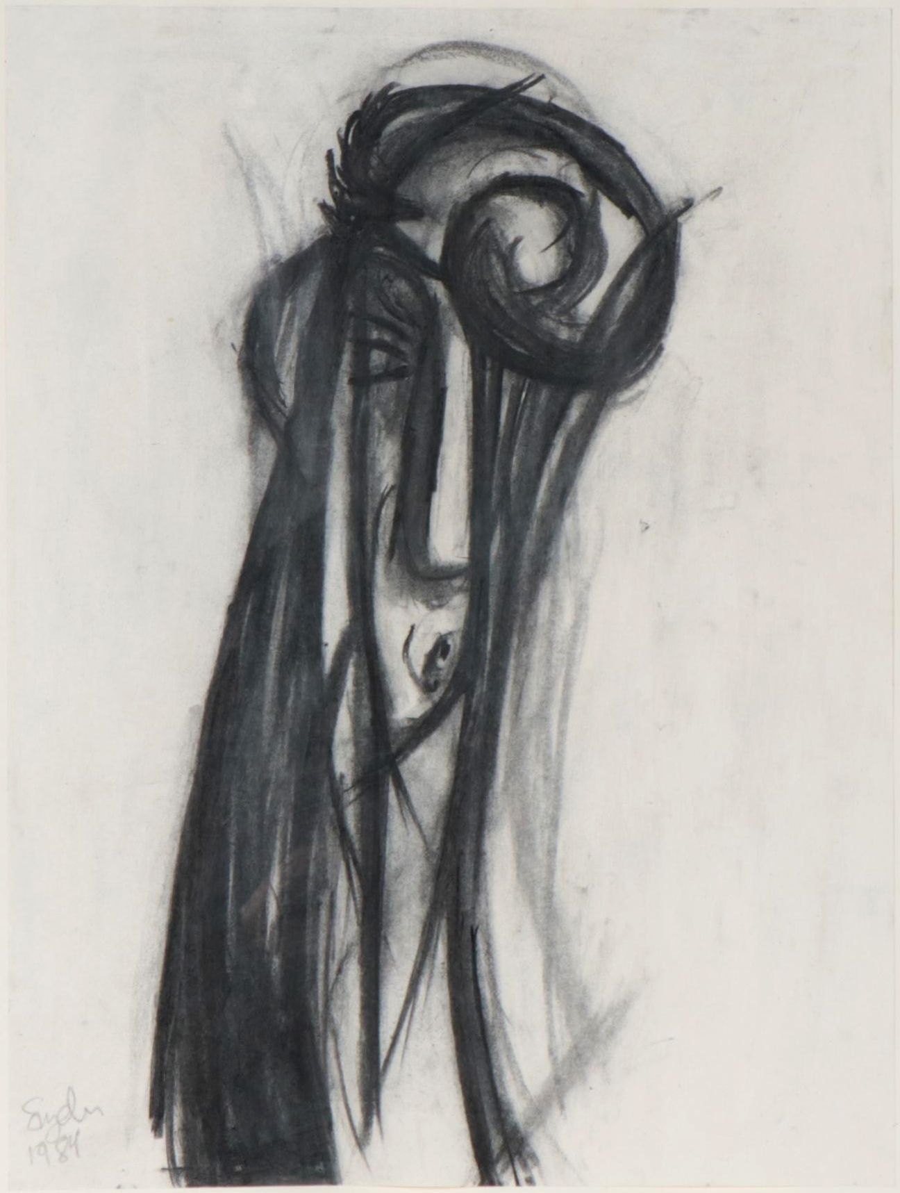 Richard Snyder Charcoal Drawing of Abstract Figure, 1984