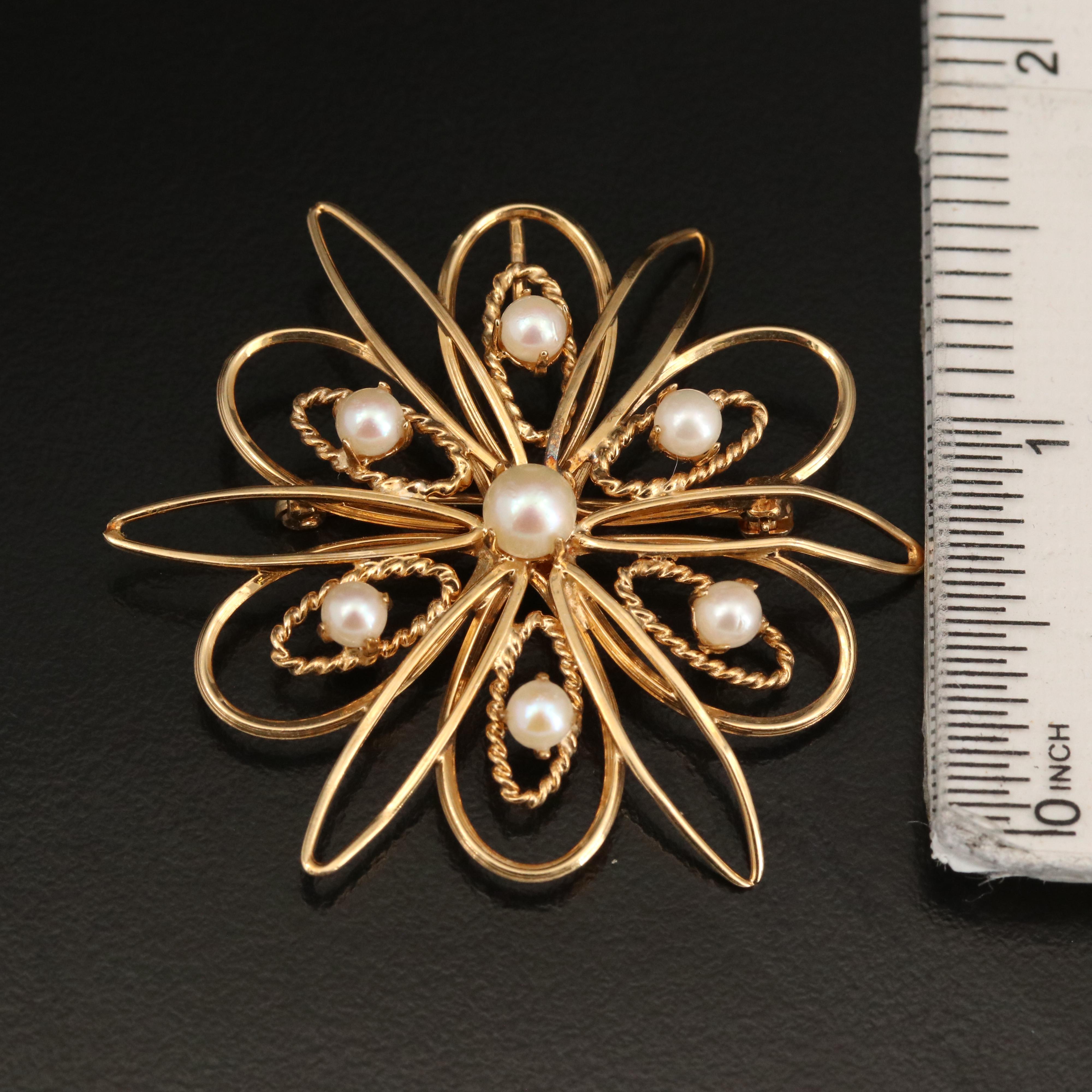Carl Art 14K Pearl Starburst Converter Brooch