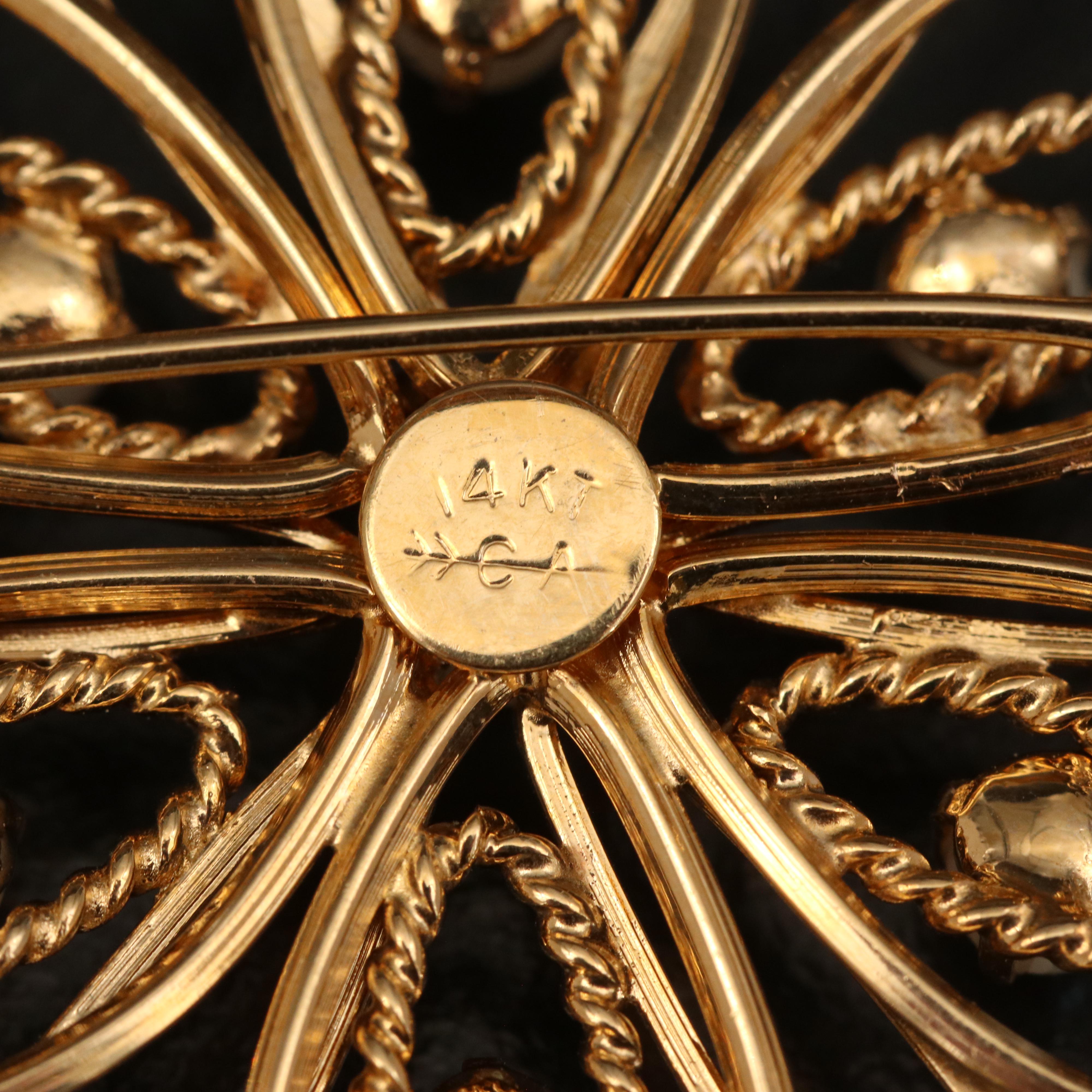 Carl Art 14K Pearl Starburst Converter Brooch