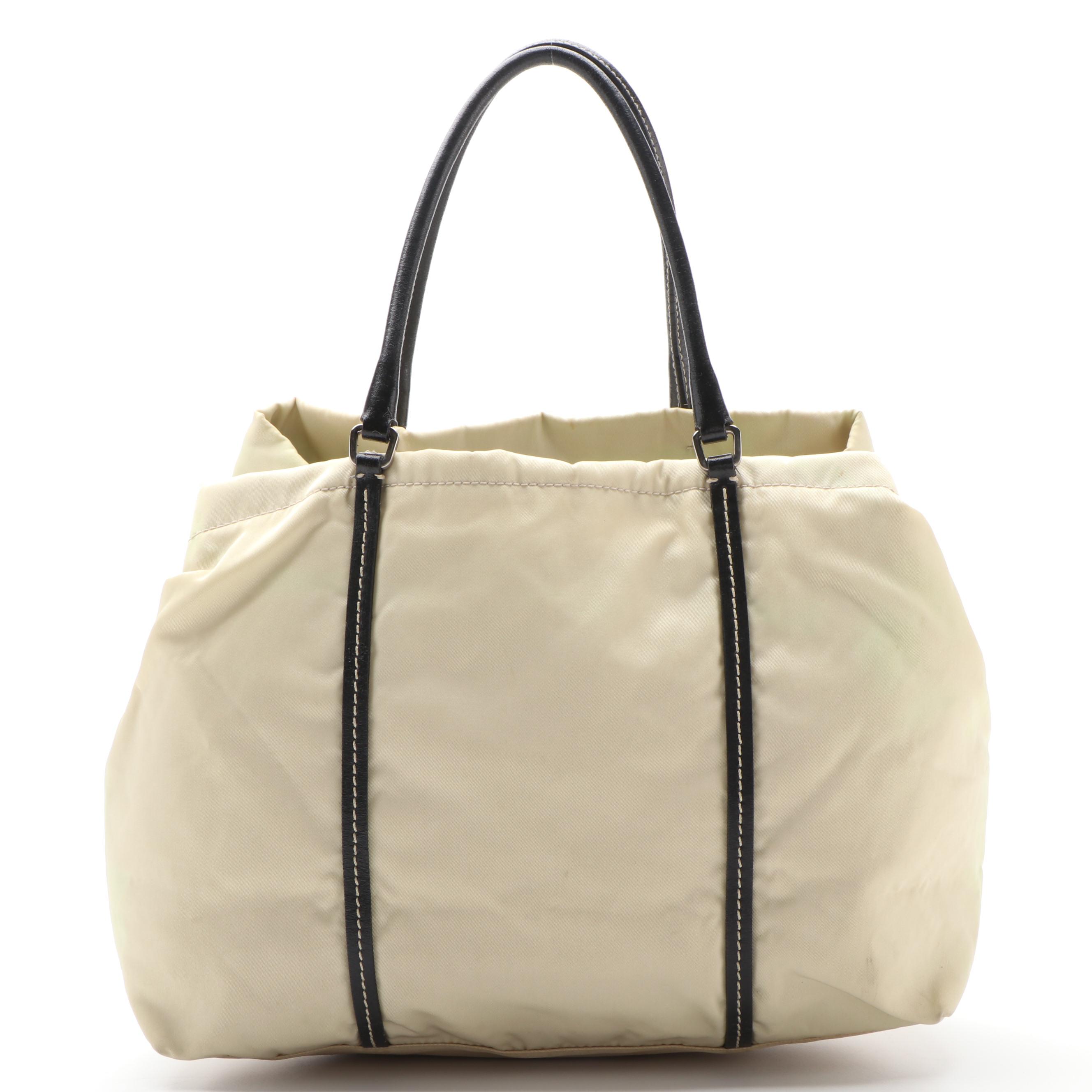 Prada Nylon and Leather Trim Tote