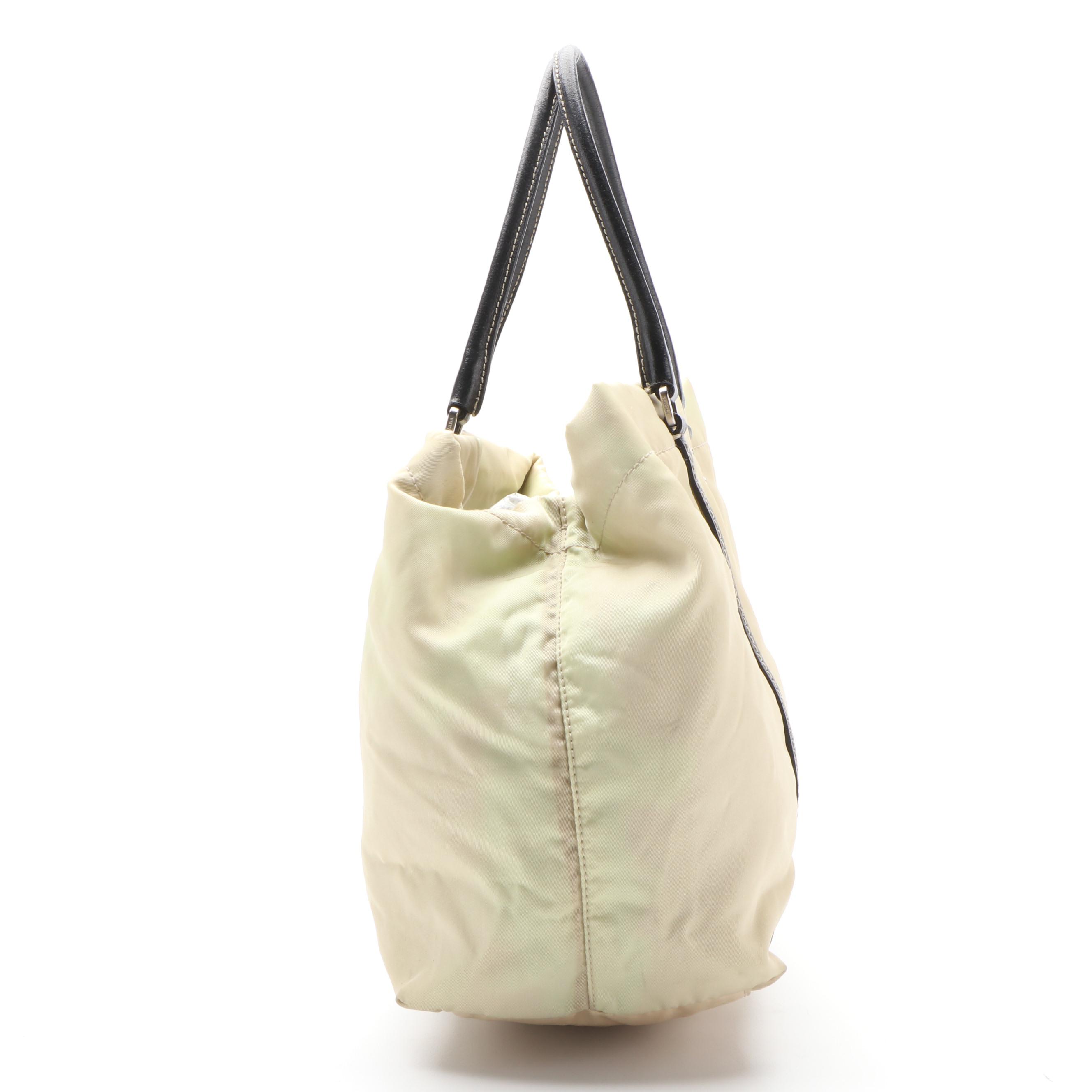 Prada Nylon and Leather Trim Tote