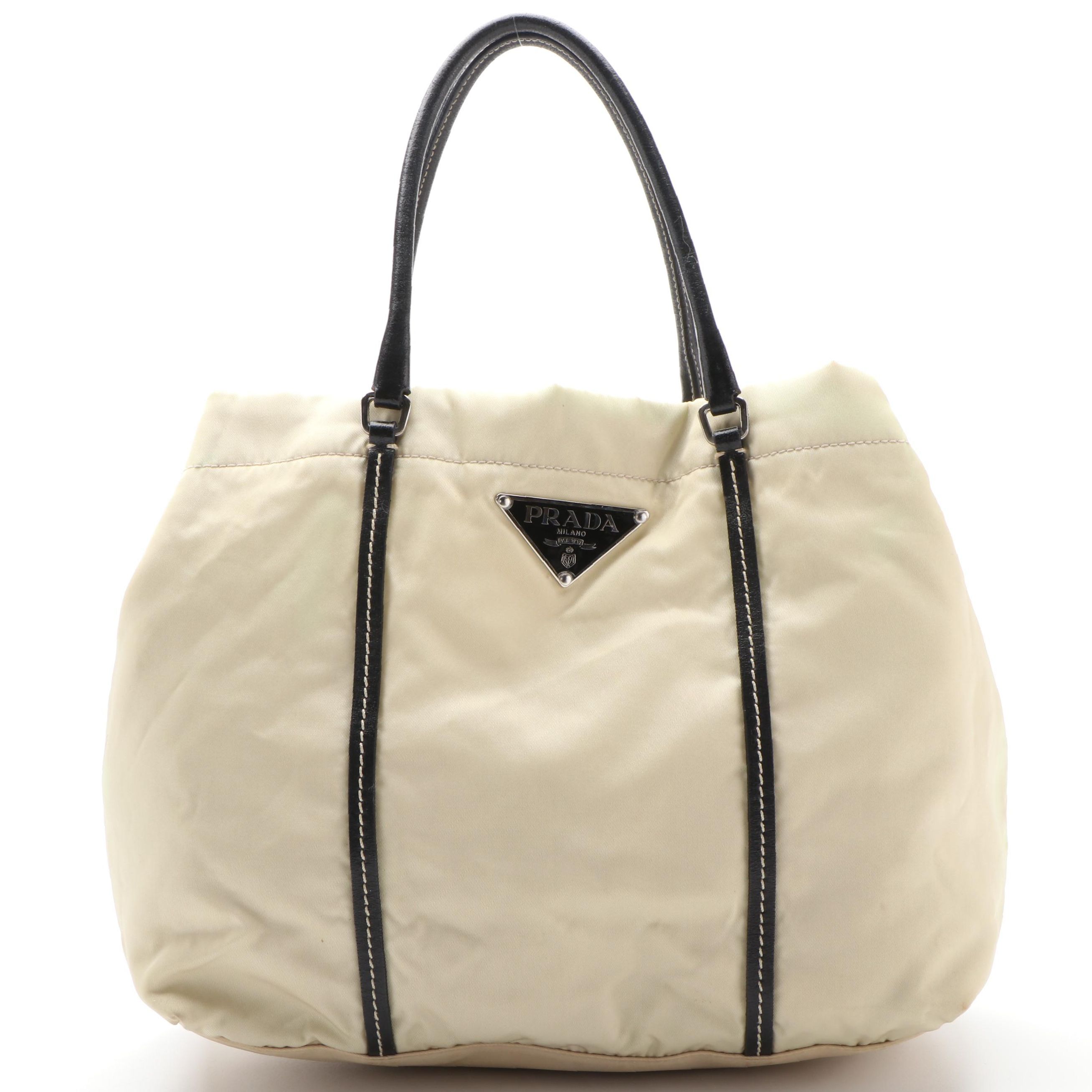 Prada Nylon and Leather Trim Tote