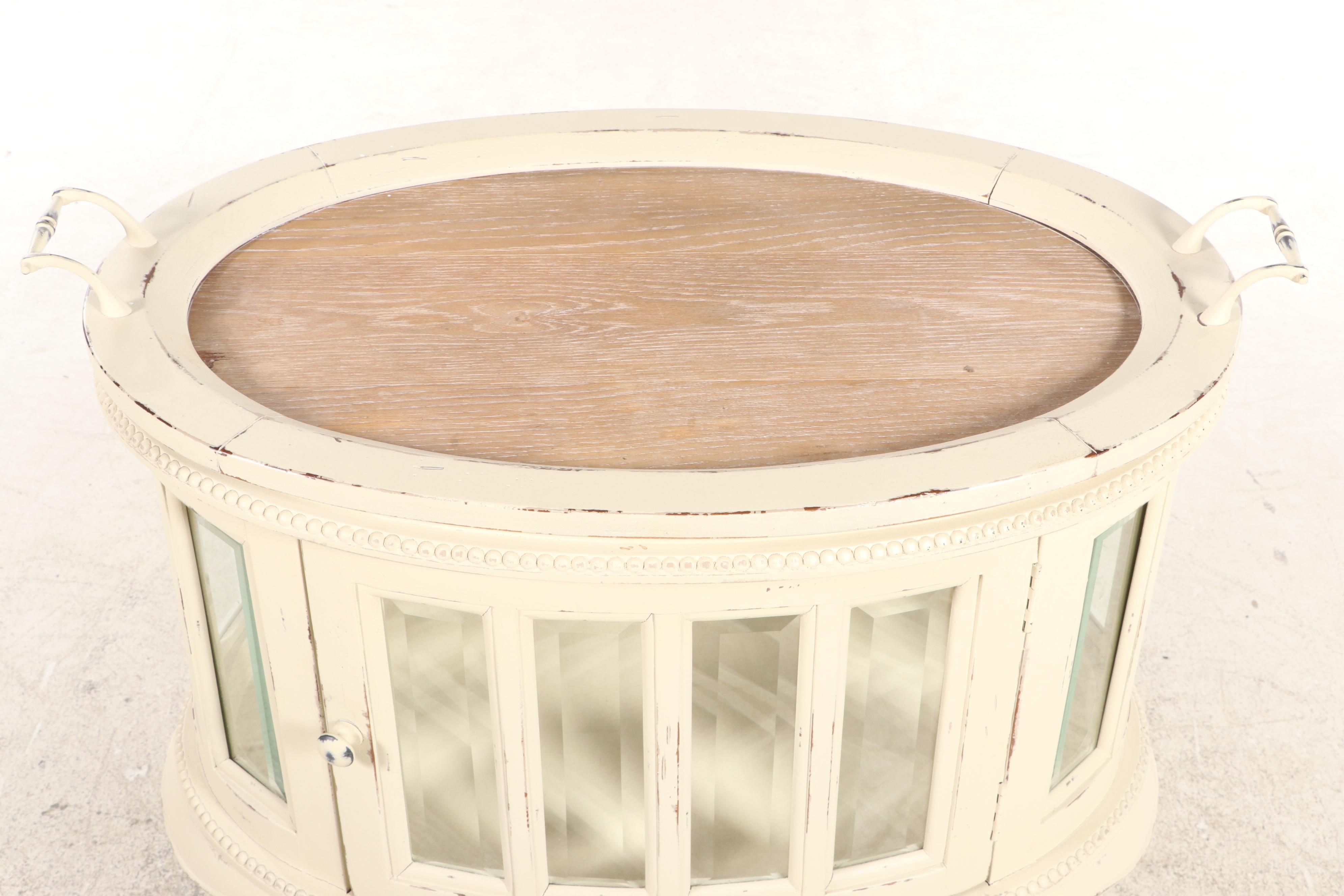 Arhaus Furniture "Louise" Painted-Wood Tea Table with Removable Tray