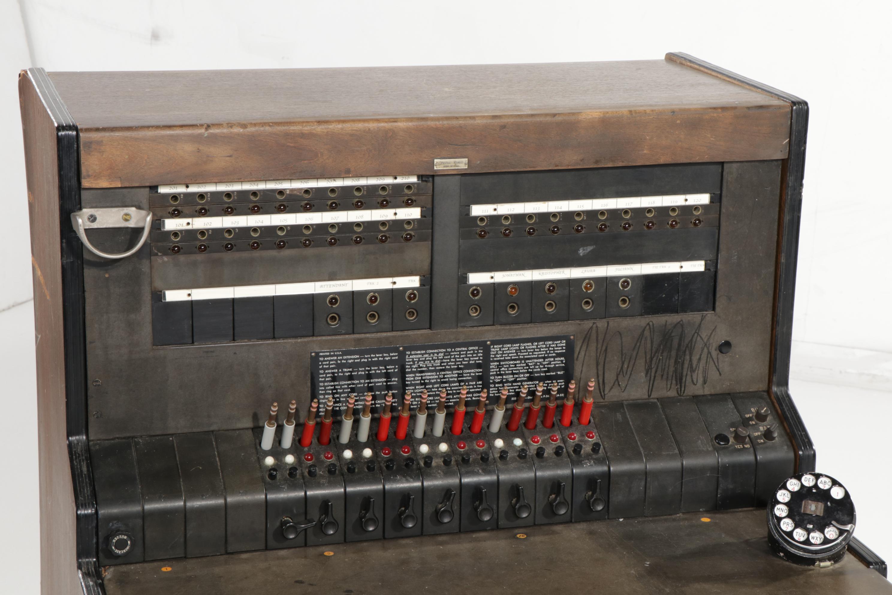 Western Electric Model 555PBX Telephone Switchboard and Chair, Mid-20th Century