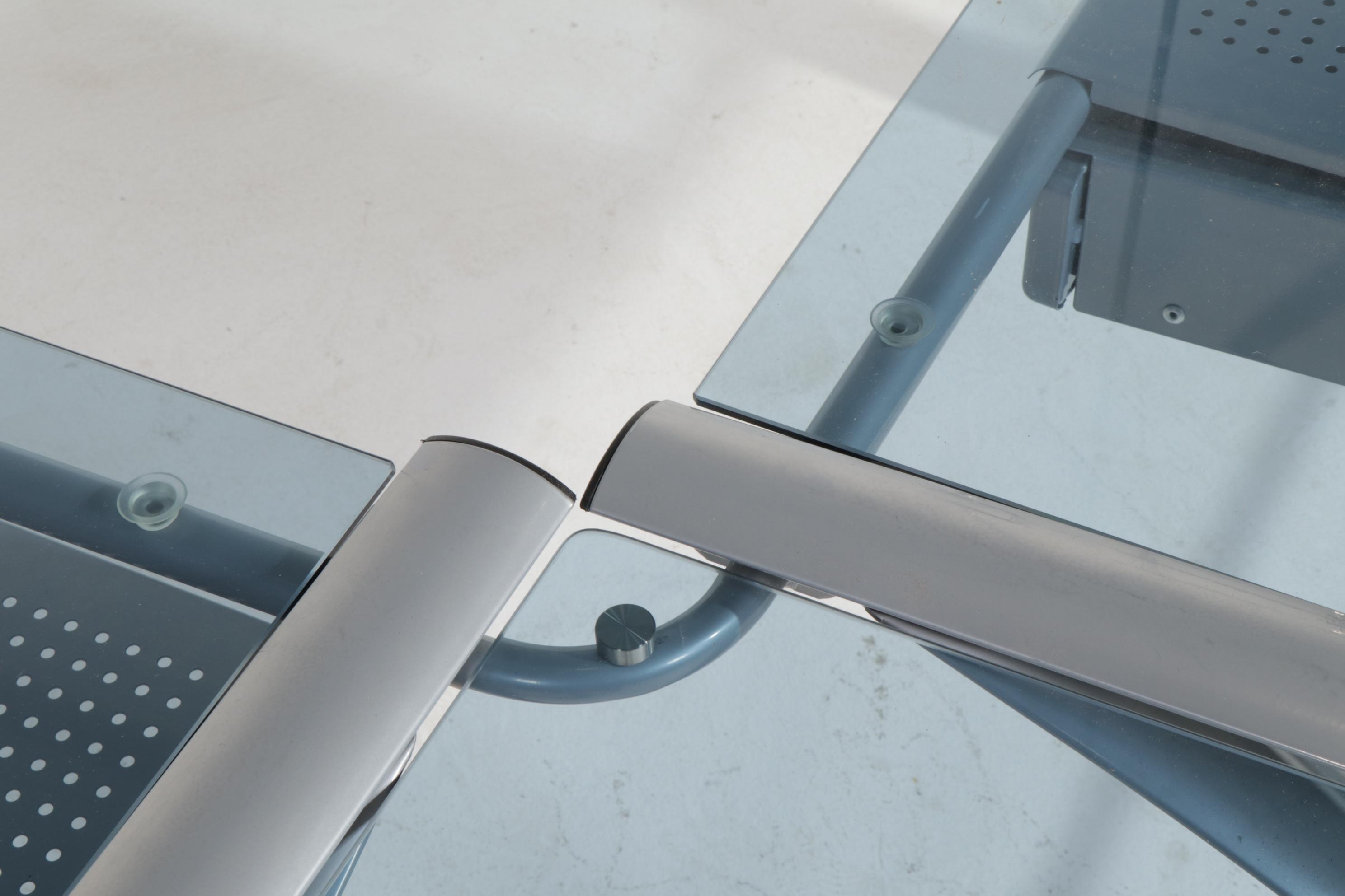 Studio RTA "Futura LS" Glass Top Metal Corner Computer Desk and Office Chair