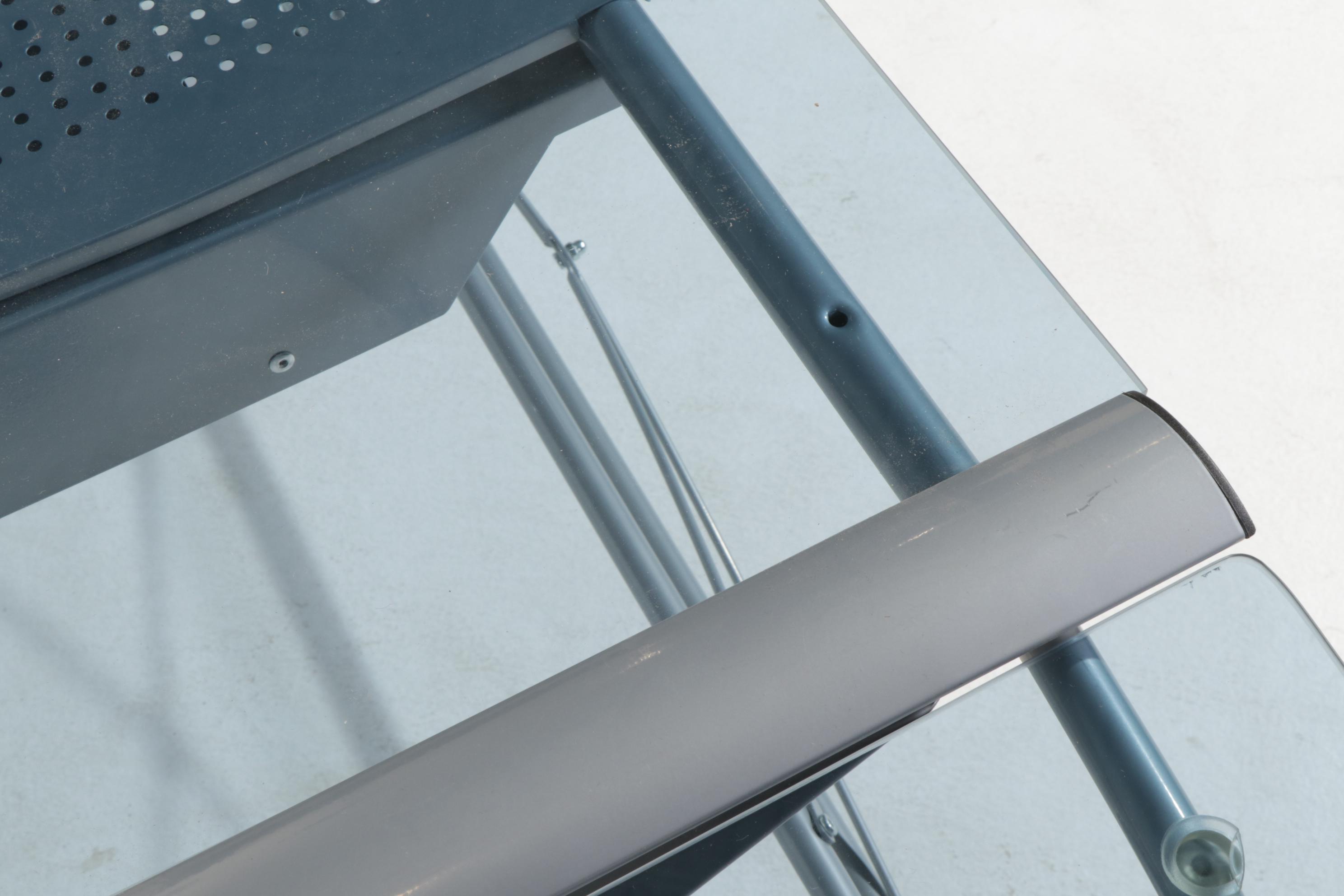 Studio RTA "Futura LS" Glass Top Metal Corner Computer Desk and Office Chair