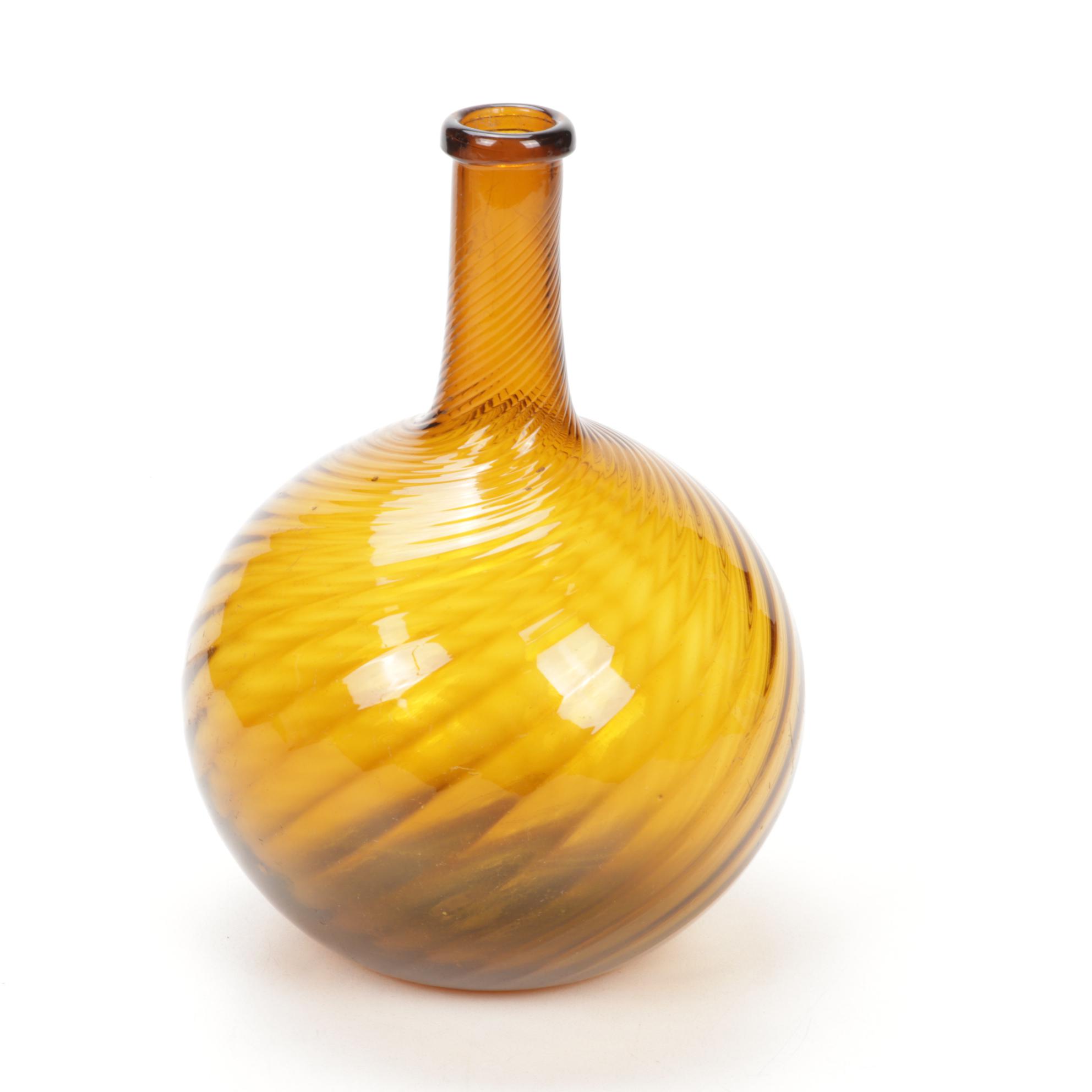 1880 Eagle Burner Brass Oil Lamp, Horn Flasks, Blown Vase and Drawers