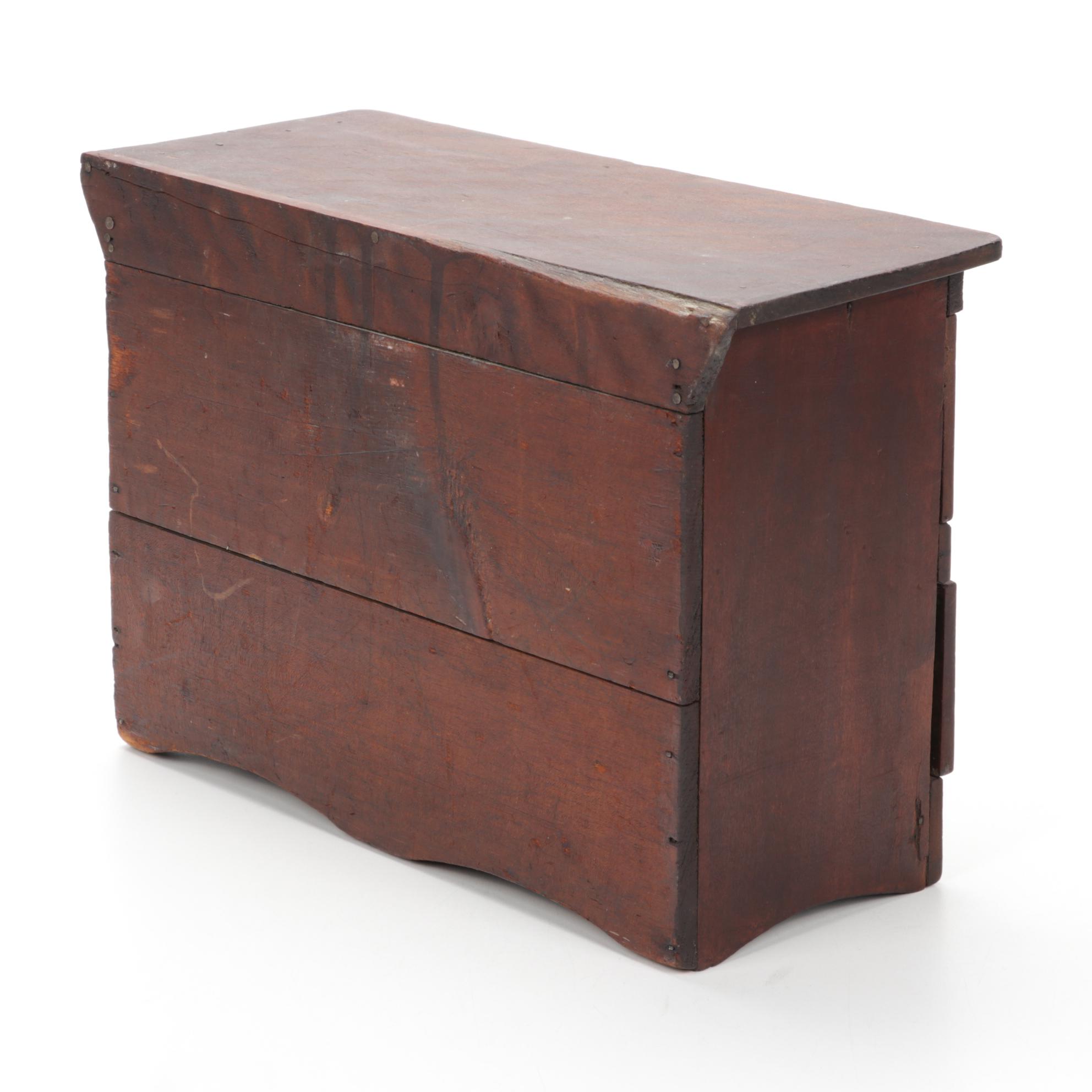 1880 Eagle Burner Brass Oil Lamp, Horn Flasks, Blown Vase and Drawers