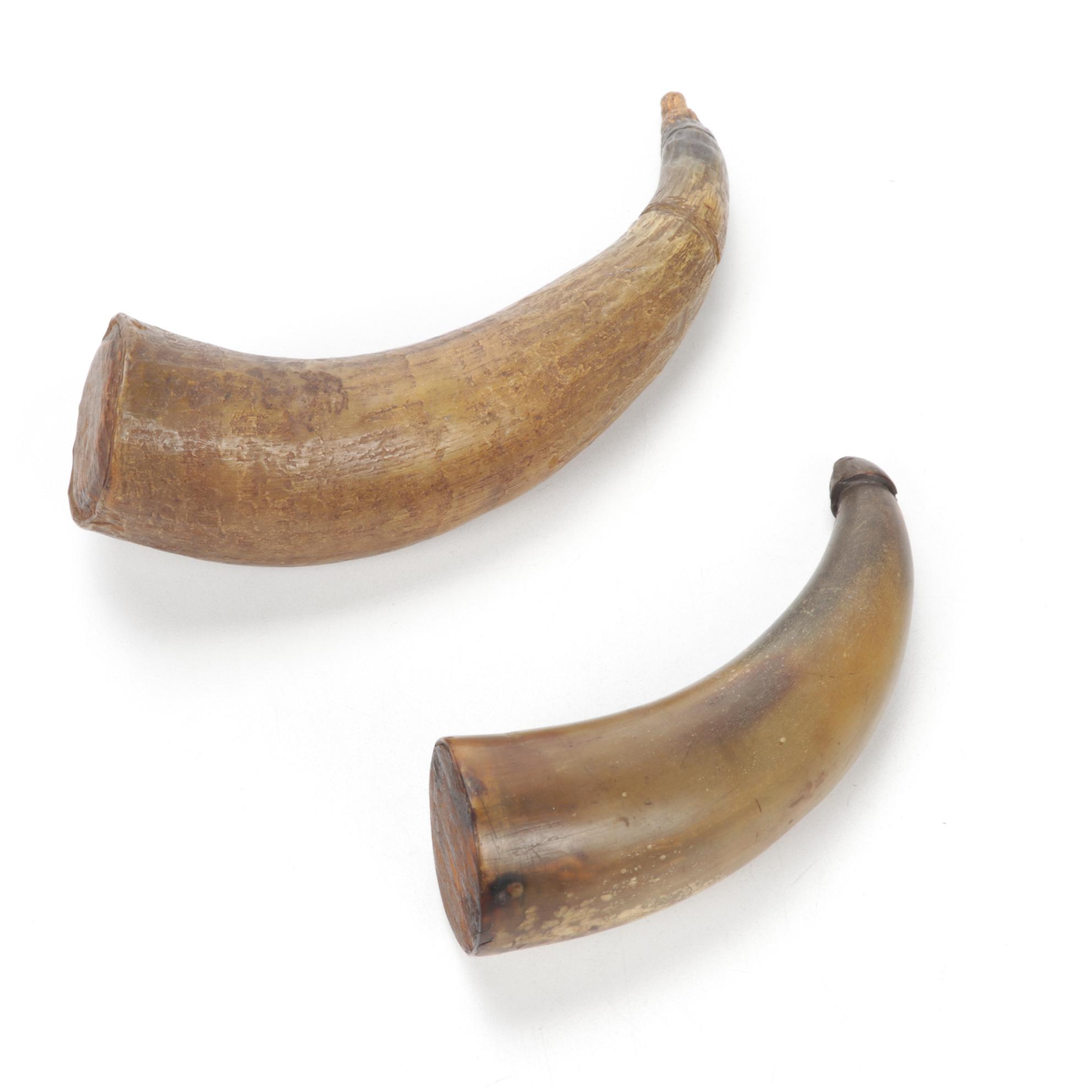 1880 Eagle Burner Brass Oil Lamp, Horn Flasks, Blown Vase and Drawers