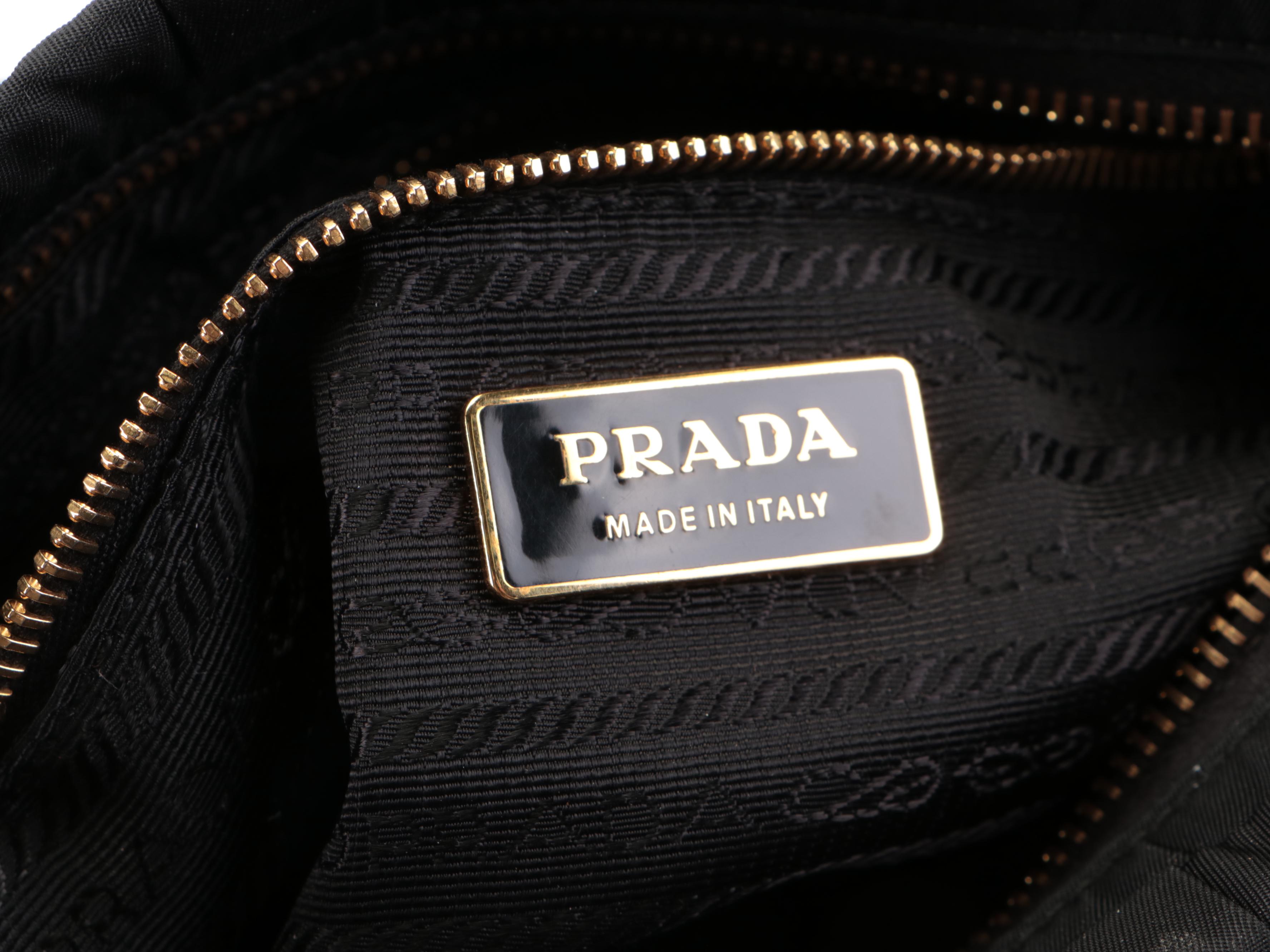 Prada Small Tote Handbag in Black Tessuto Nylon and Leather