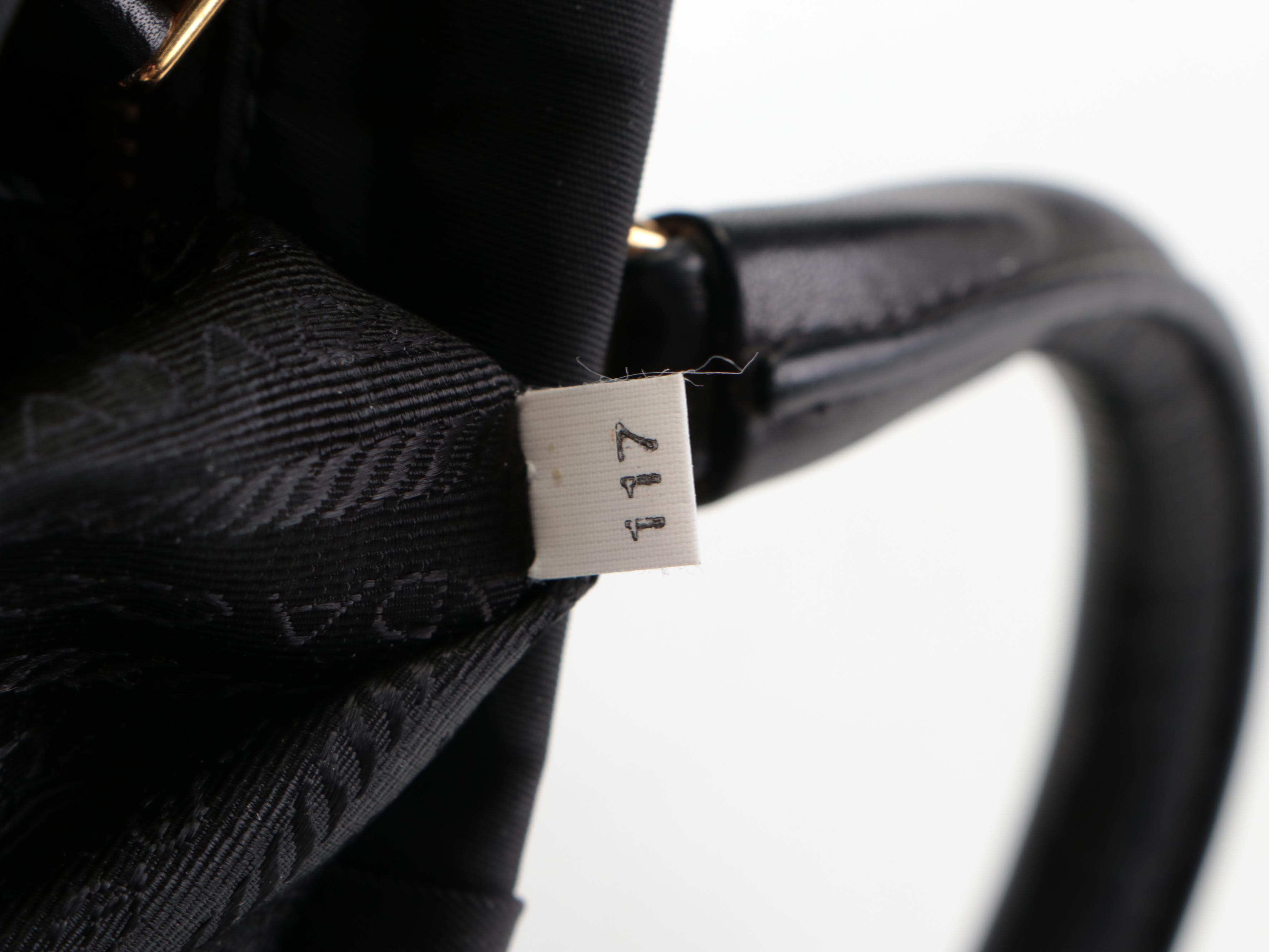 Prada Small Tote Handbag in Black Tessuto Nylon and Leather