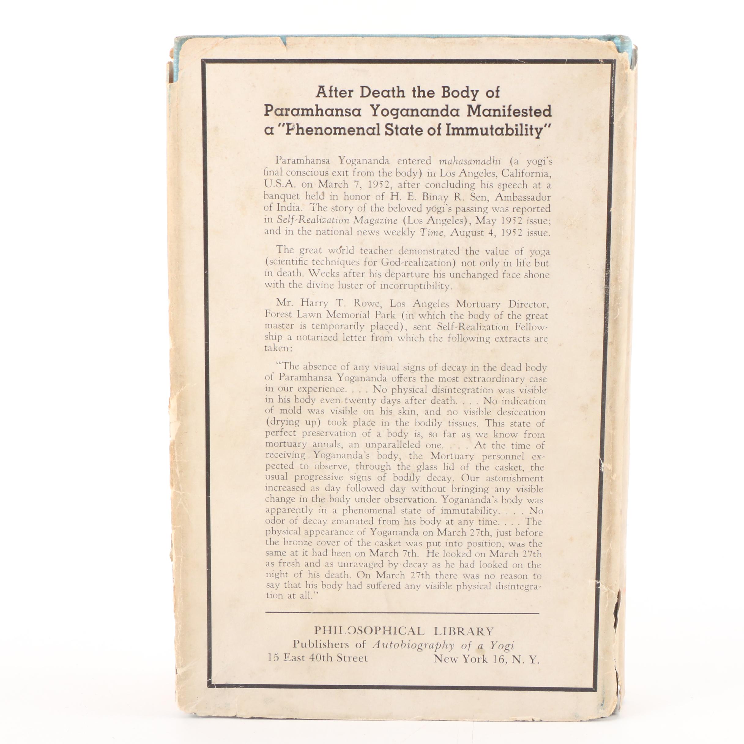 Fourth Edition "Autobiography of a Yogi" by Paramhansa Yoganandra, 1952