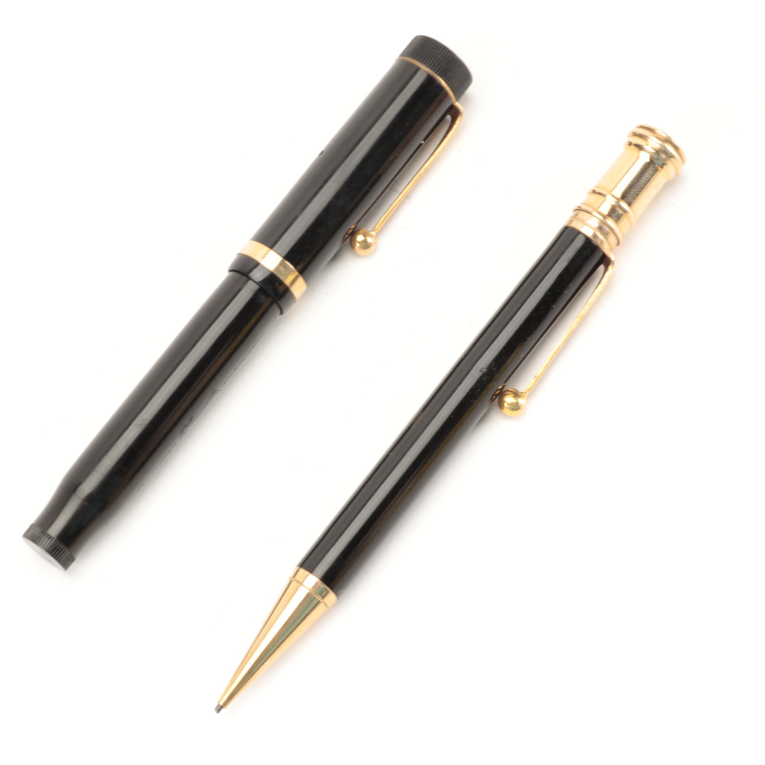 Parker "Duofold Jr Lucky Curve" Fountain Pen and Pencil Set in Case