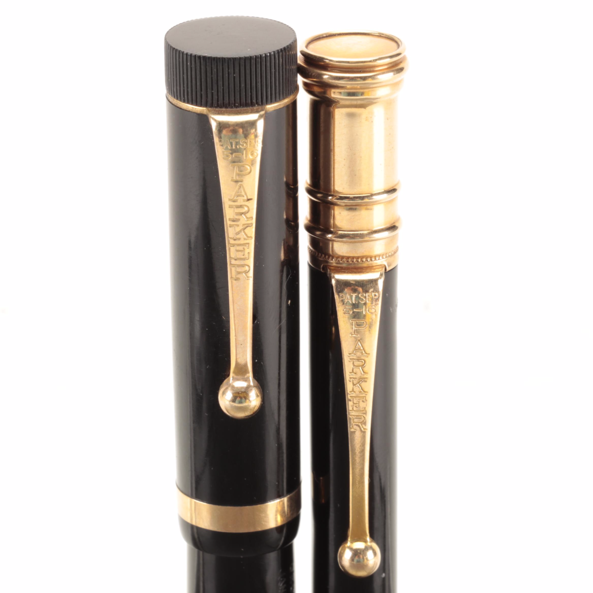 Parker "Duofold Jr Lucky Curve" Fountain Pen and Pencil Set in Case