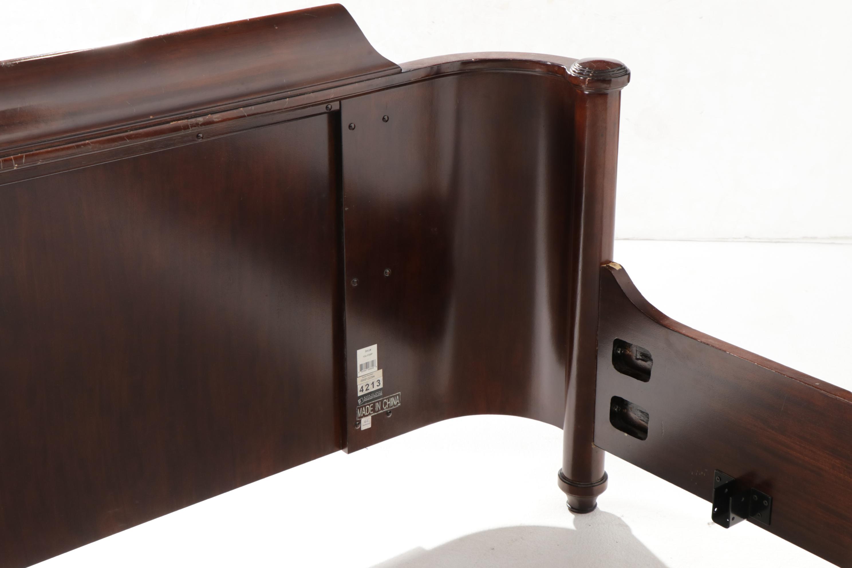 Bernhardt Furniture Mahogany King Size Bed with Curved Frame, 21st Century