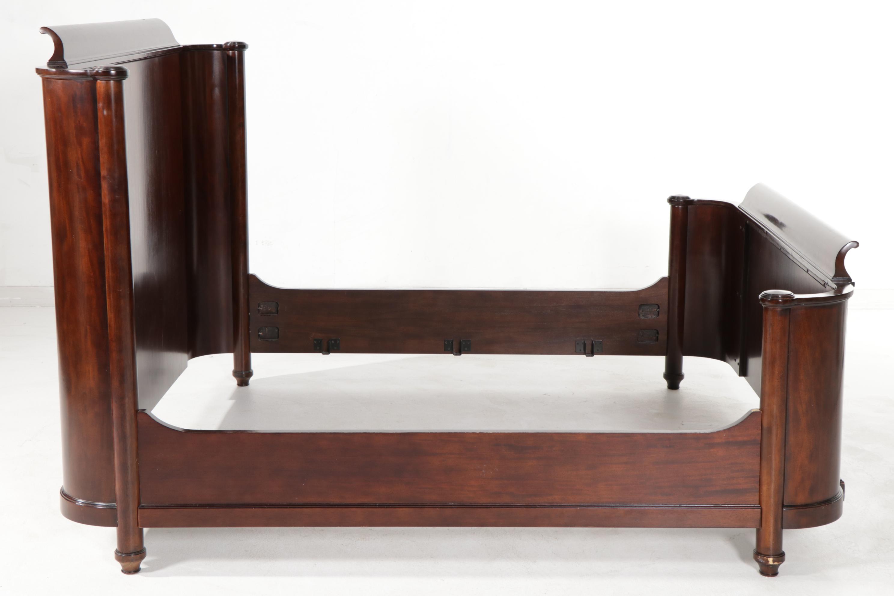 Bernhardt Furniture Mahogany King Size Bed with Curved Frame, 21st Century