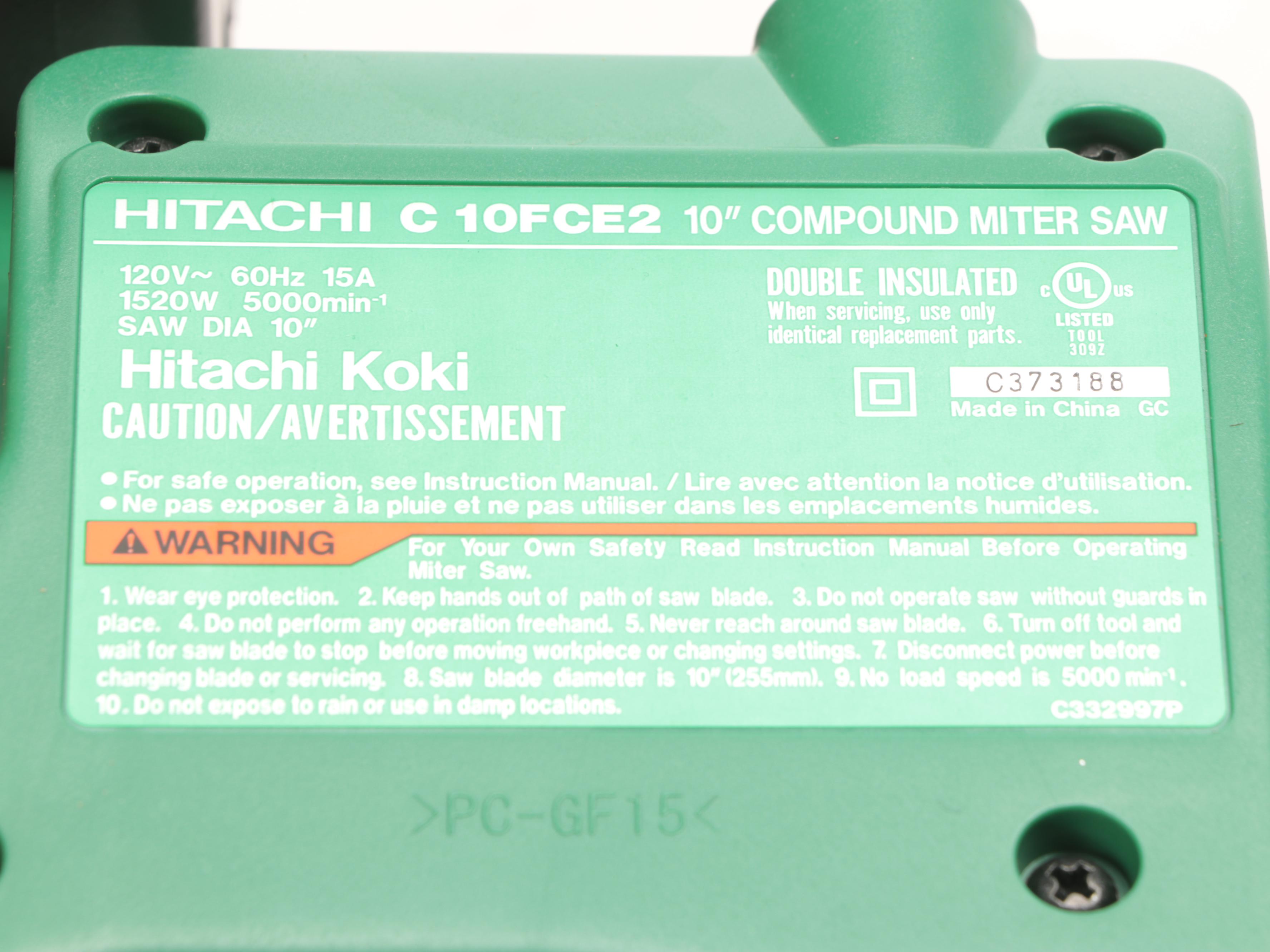 Hitachi C10FCE2 10" Compound Miter Saw