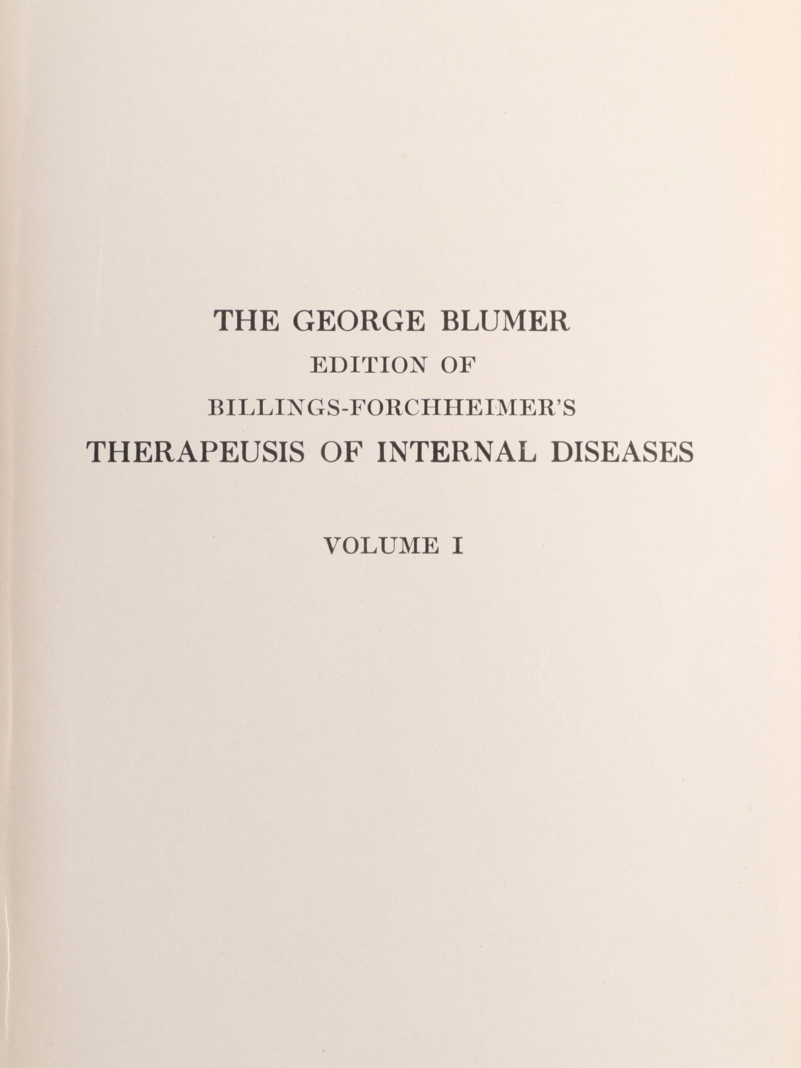 "Billings-Forchheimer's Therapeusis of Internal Diseases" Near Complete Set