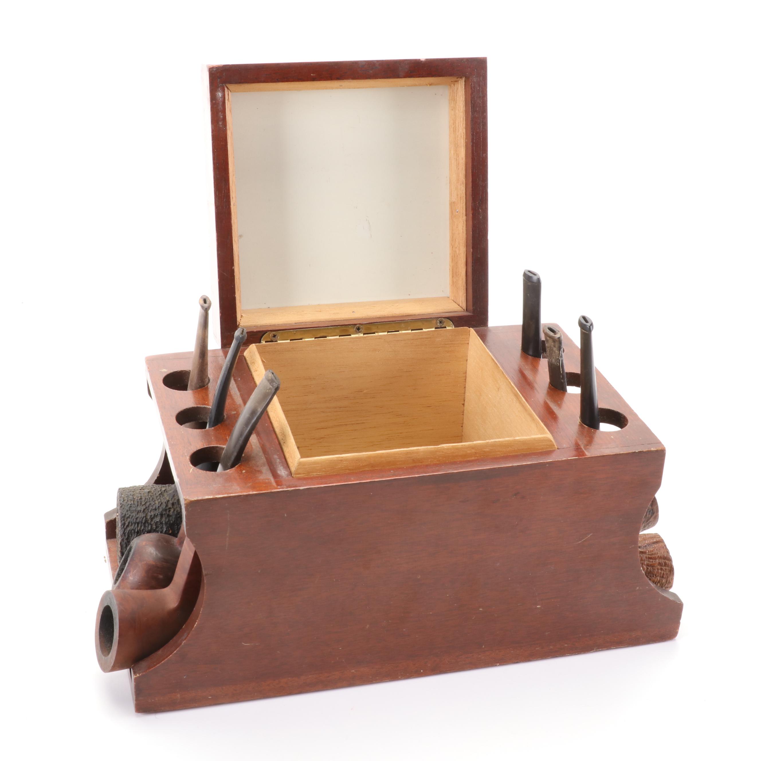 Savoy, Carey, Edwards, and More Briar Tobacco Pipes with Pipe Stands and Reamer