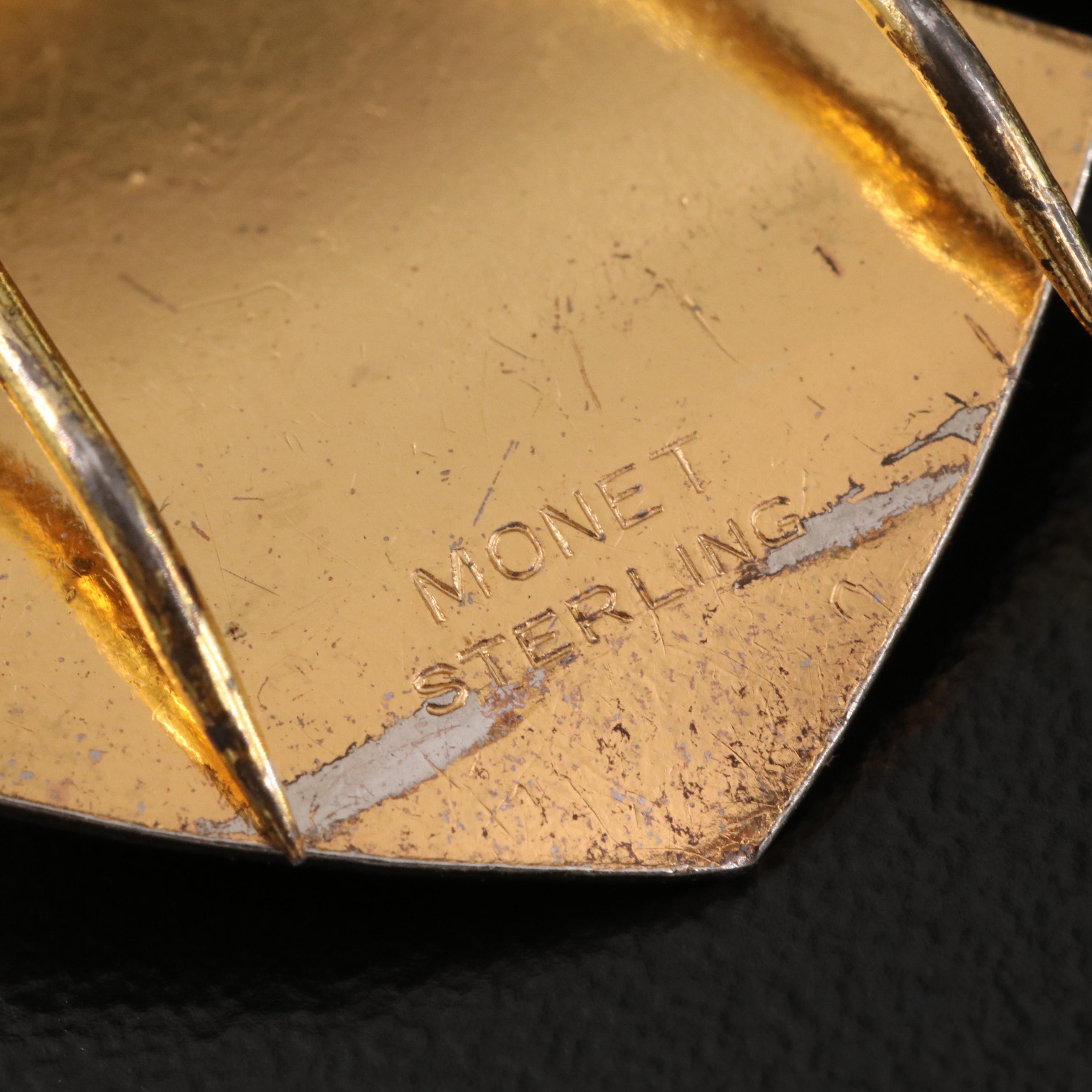 Vintage Brooches, Clips and Earrings Including Sterling and Rhinestones