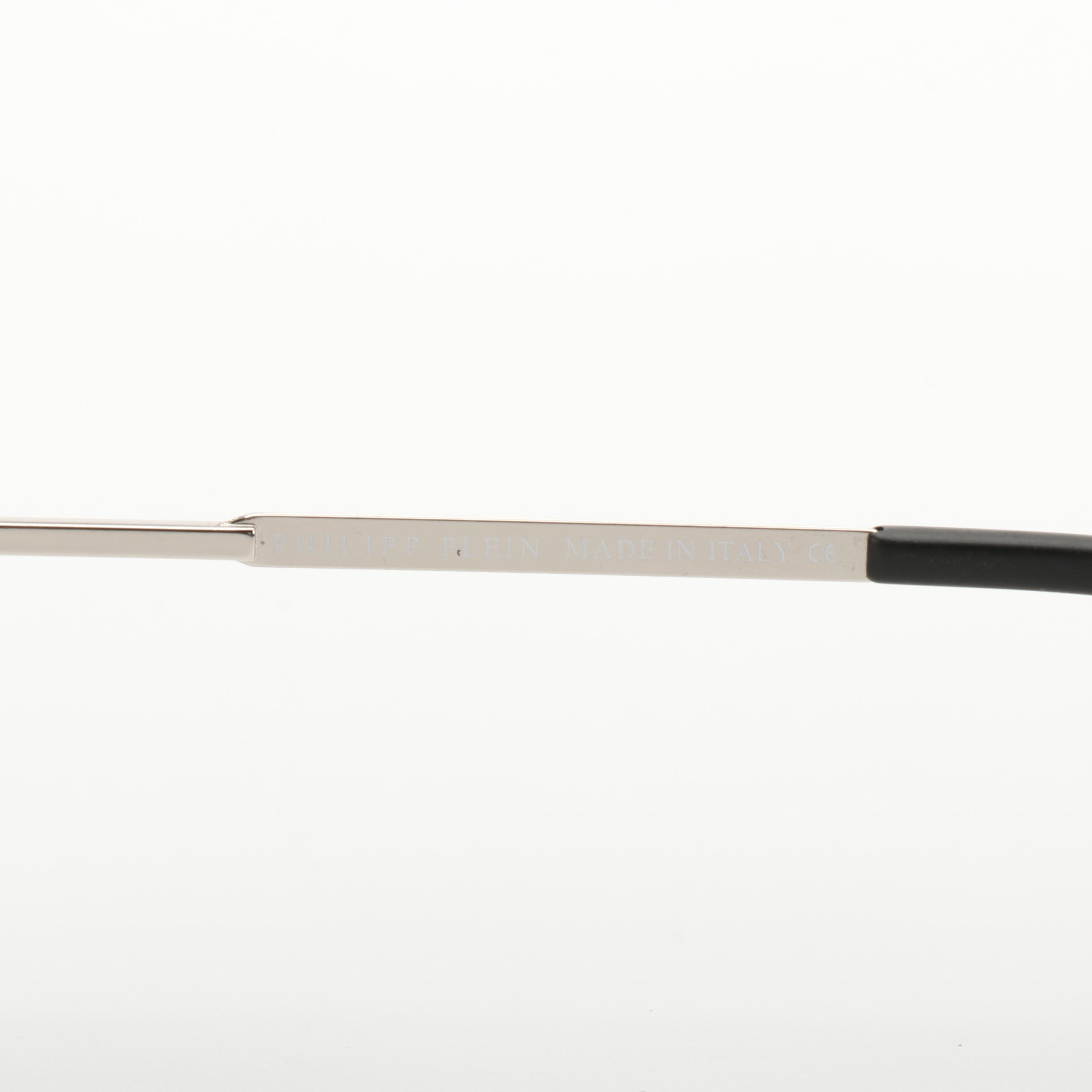 Philipp Plein Sunglasses UES0046 Reflective Aviator Metal-Black Frame with Case