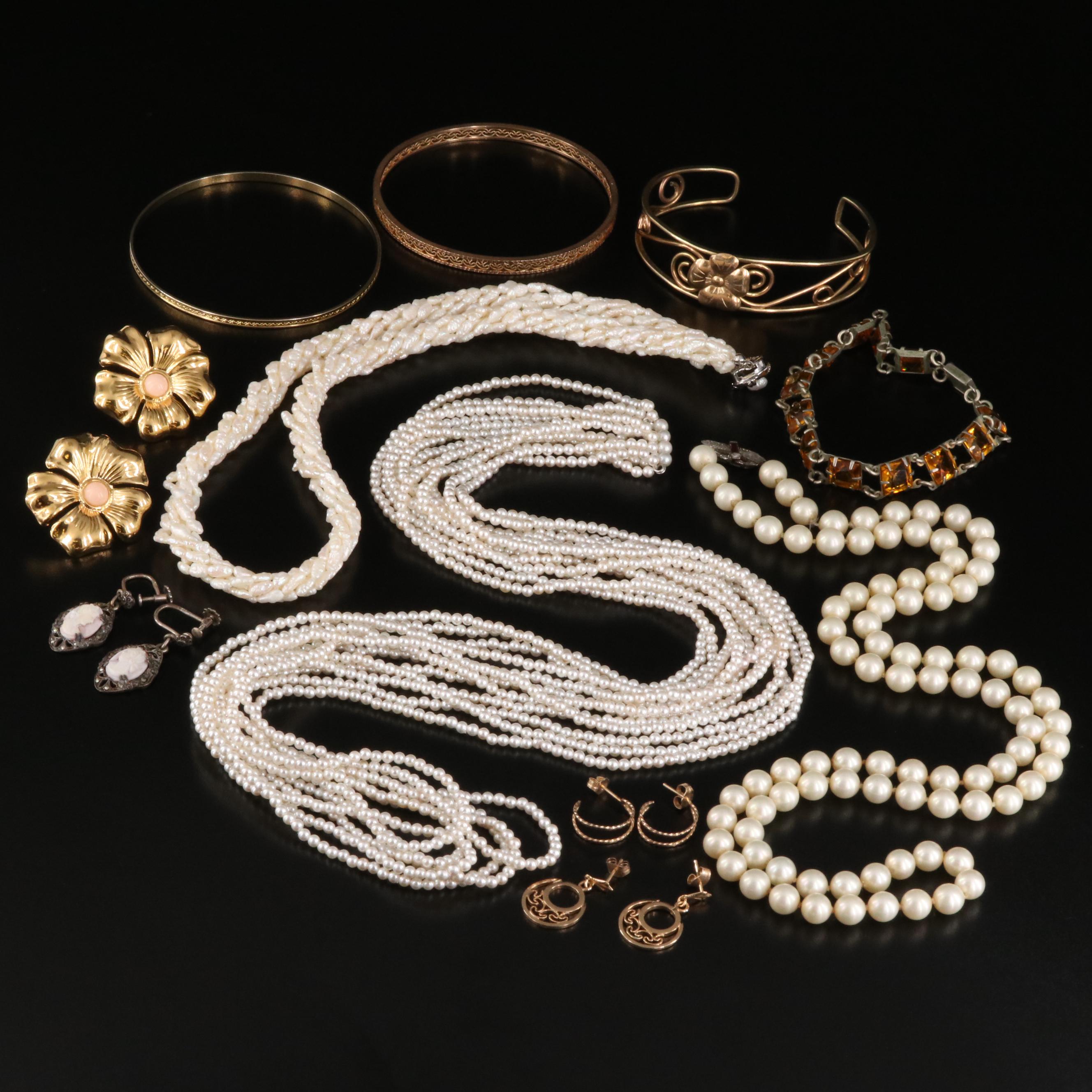 Vintage Jewelry Including Pearl, Shell and Faux Pearl