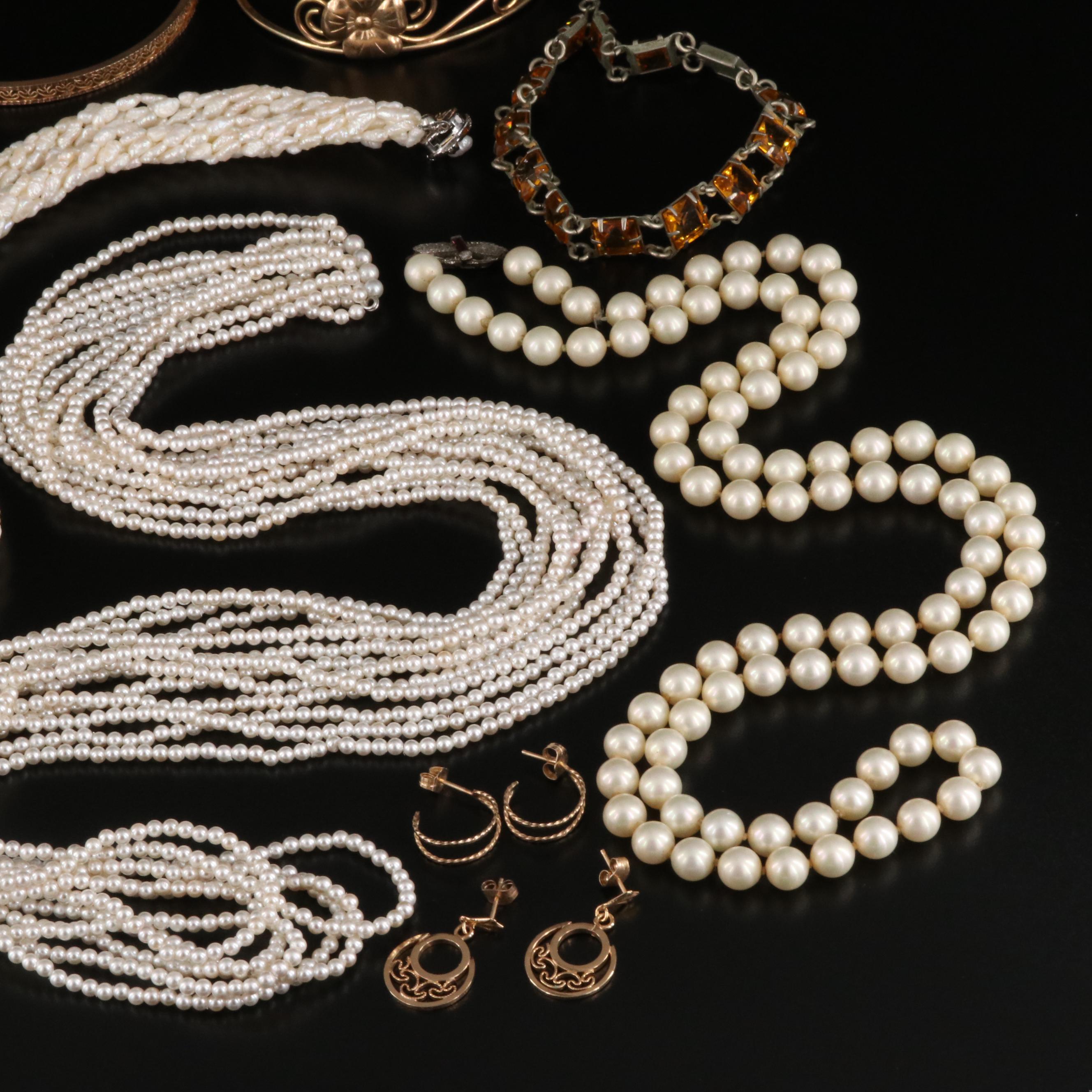 Vintage Jewelry Including Pearl, Shell and Faux Pearl