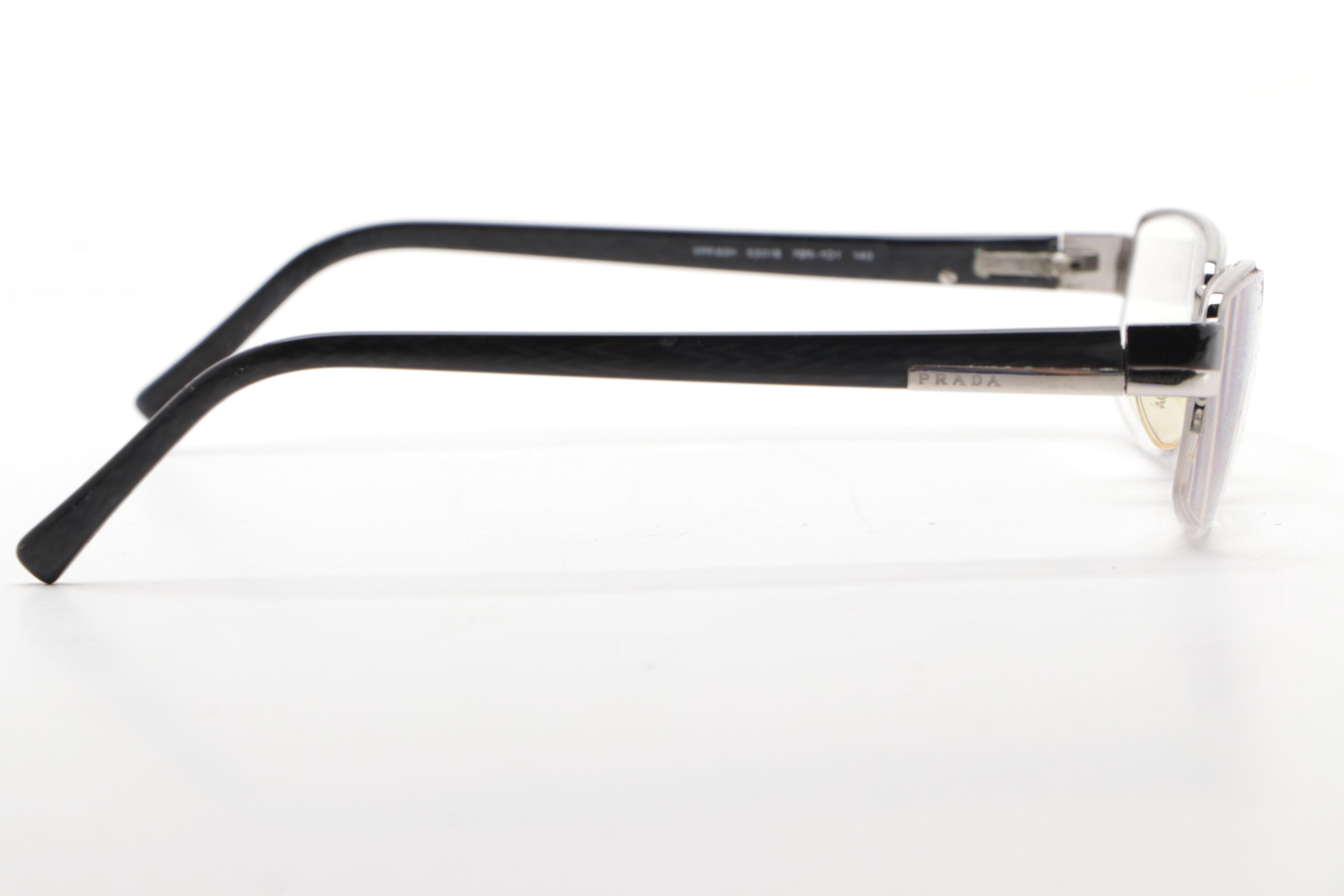 Prada VPR 60H Rectangular Semi-Rimless Eyeglasses with Prescription Lenses