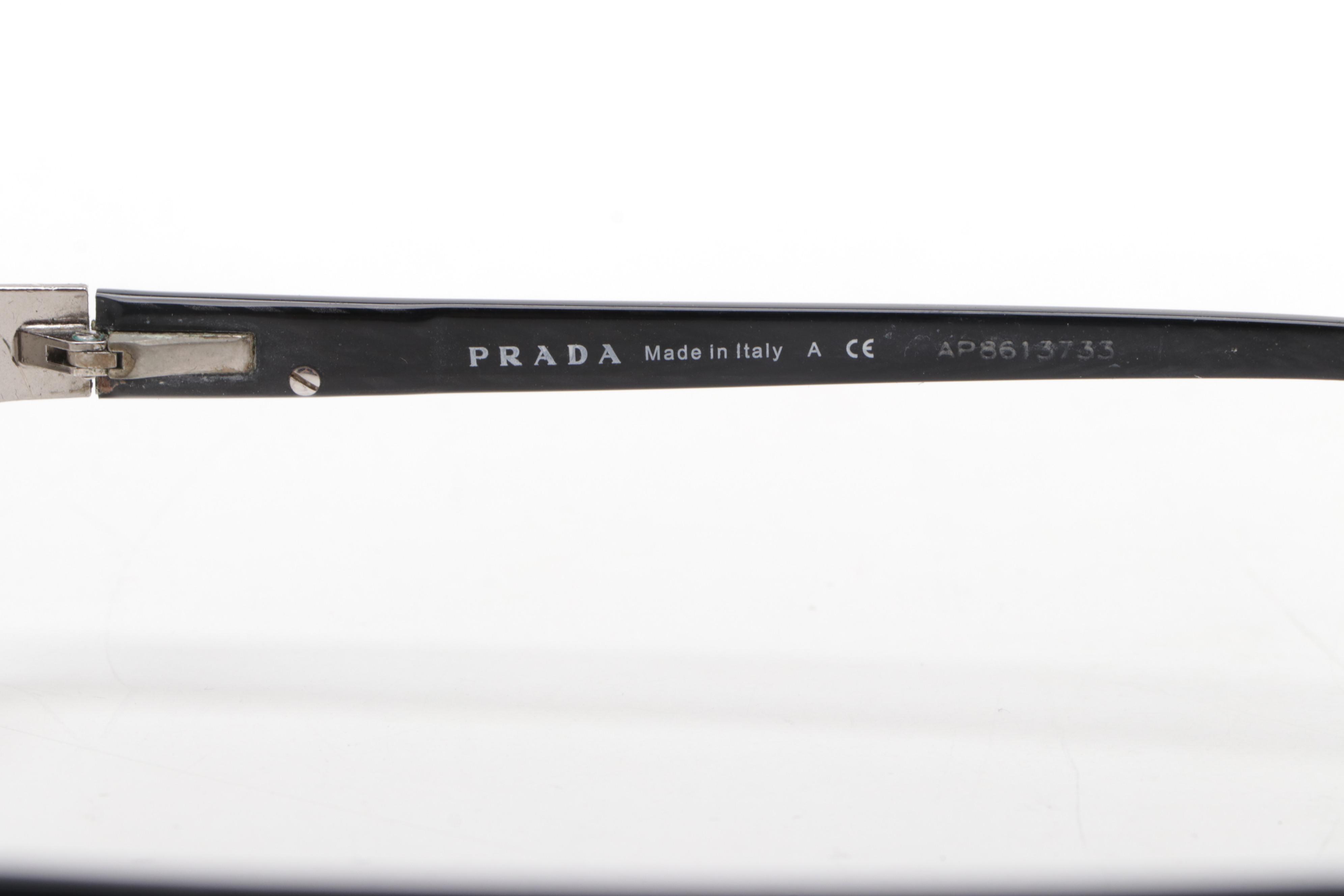 Prada VPR 60H Rectangular Semi-Rimless Eyeglasses with Prescription Lenses