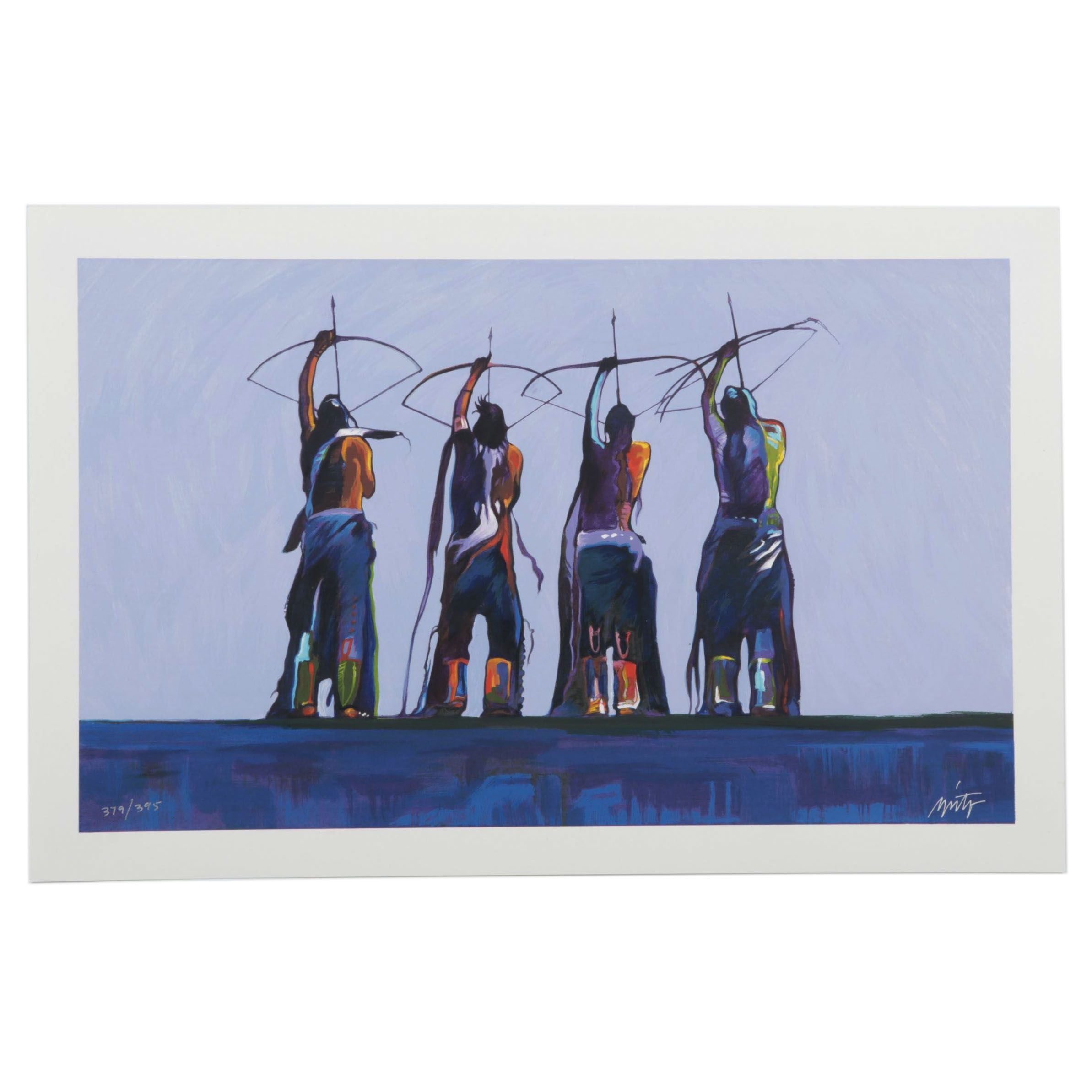 John Nieto Serigraph of Native American Archers, 1996