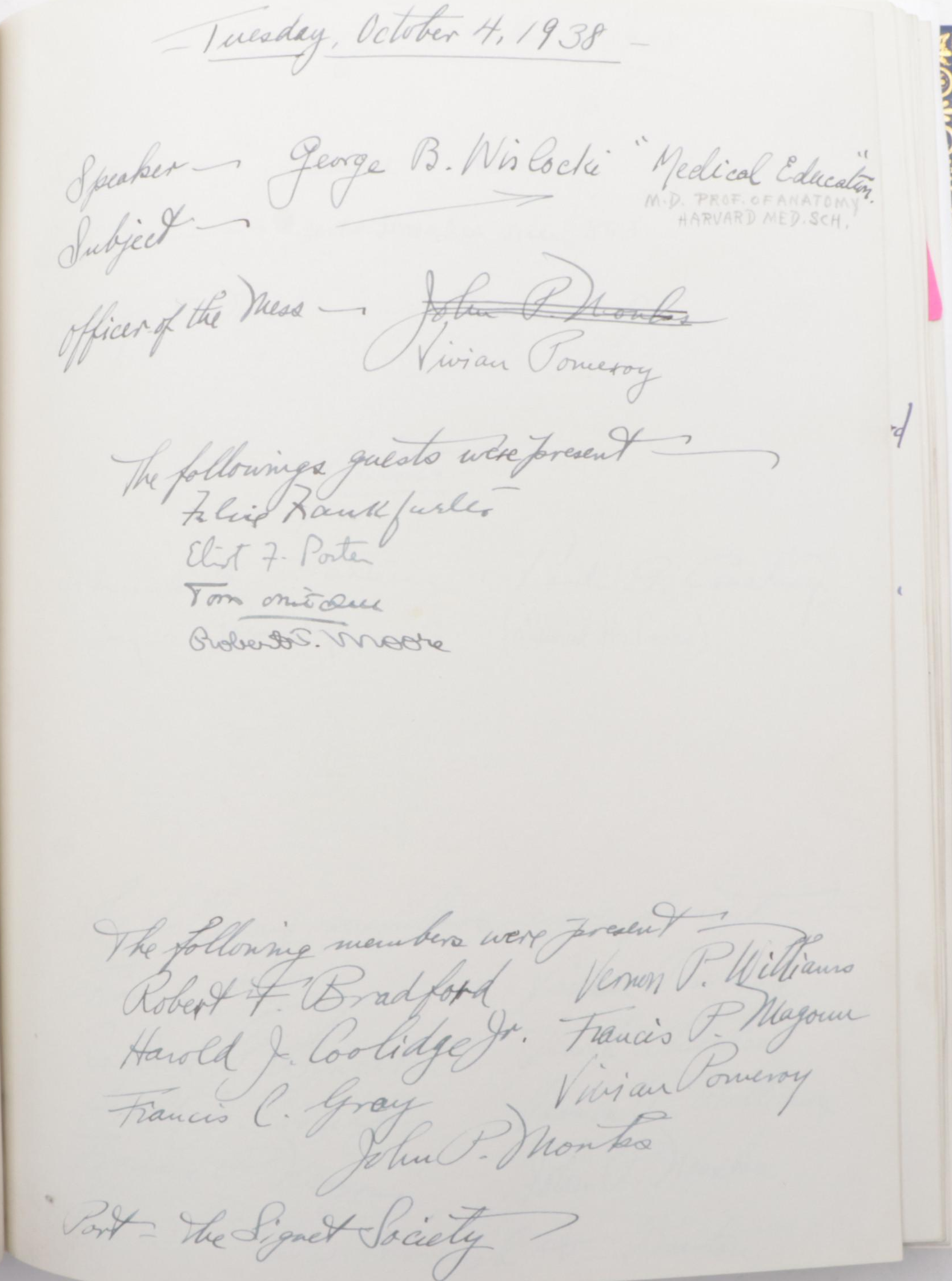 "The Guerrière Dinners" Dining Society Signed Event/Guest Book, Mid-20th Century