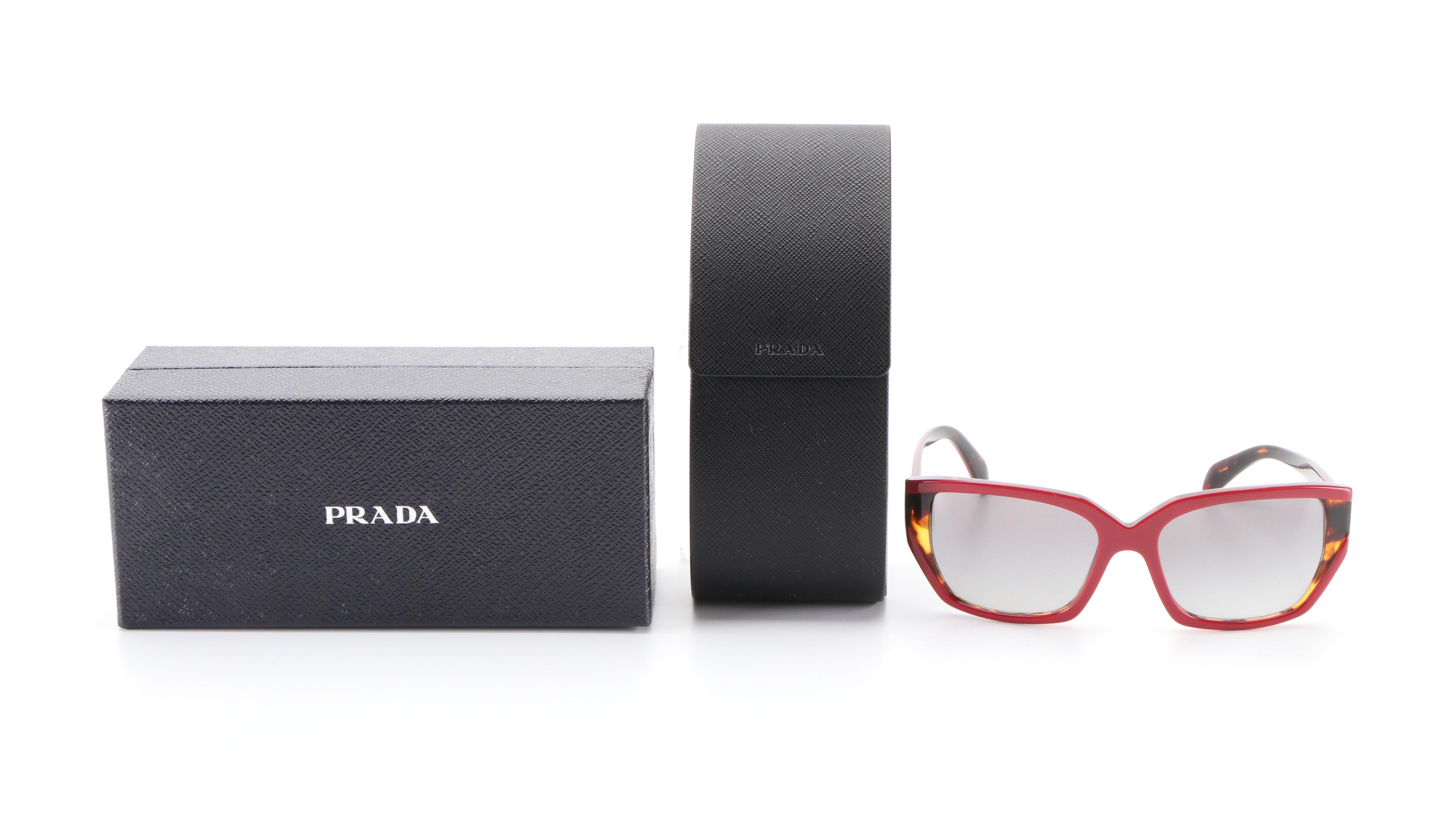 Prada SPR 15X Modified Cat Eye Sunglasses with Case and Box