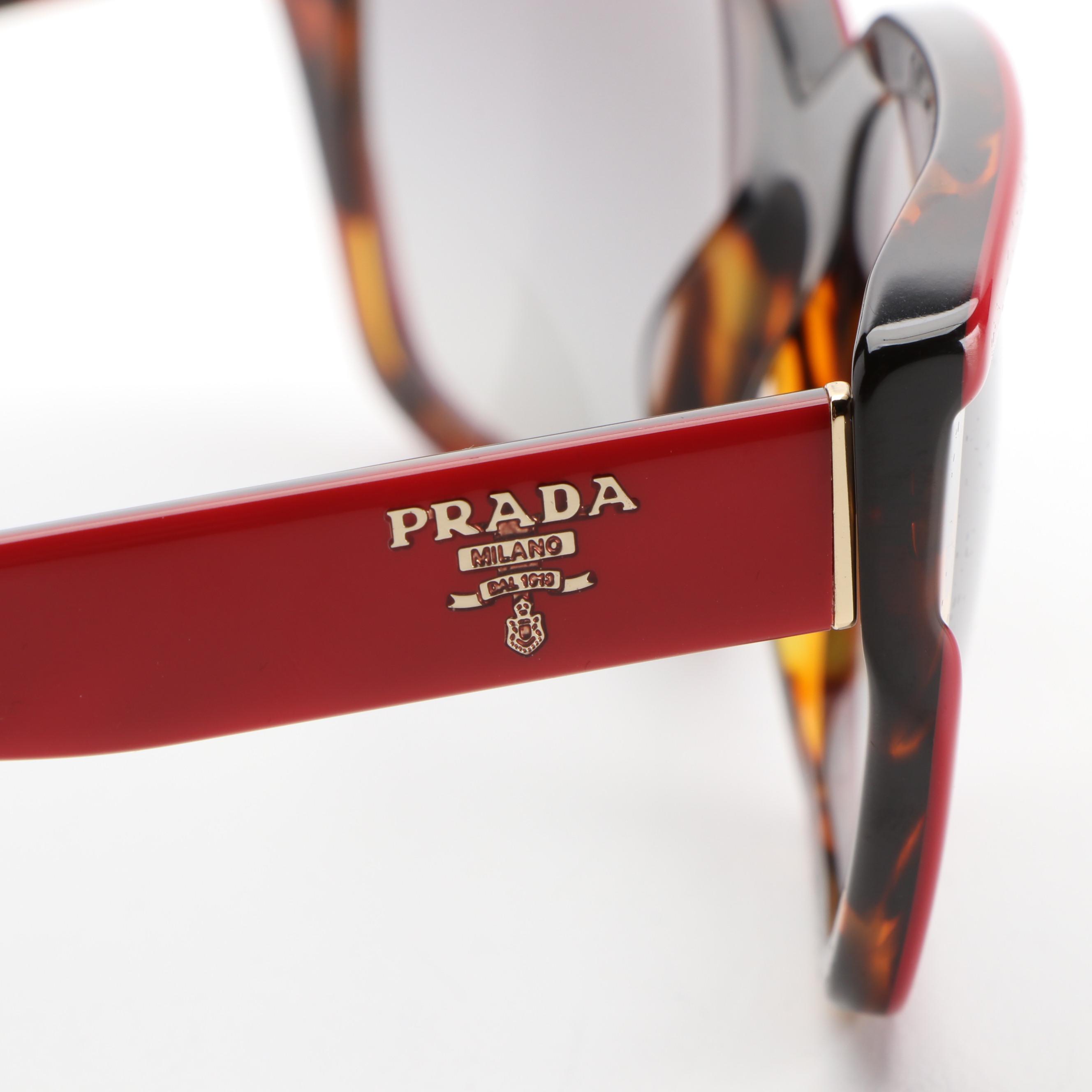 Prada SPR 15X Modified Cat Eye Sunglasses with Case and Box