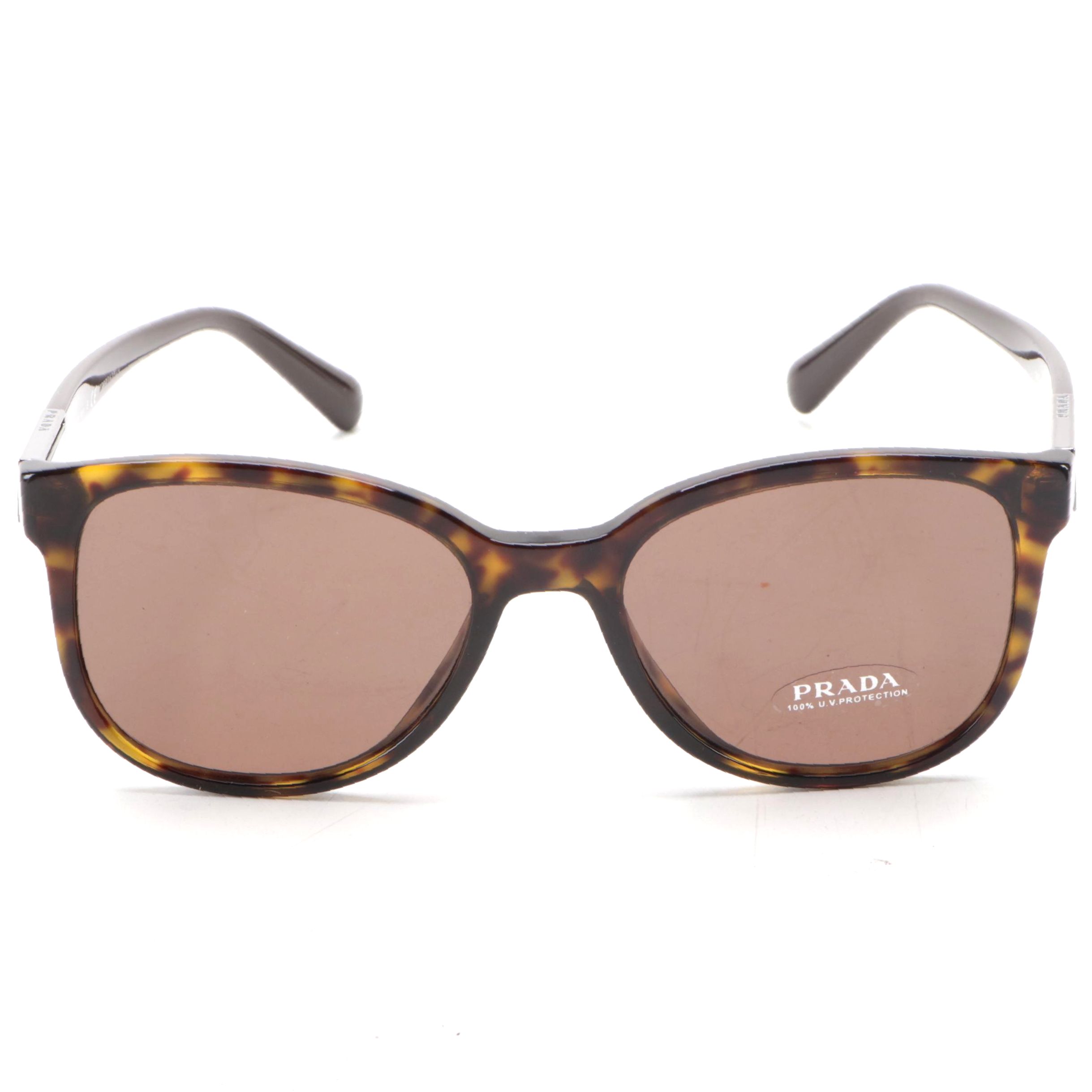 Men's Prada SPR08U Horn-Rimmed Sunglasses in Havana with Box and Case