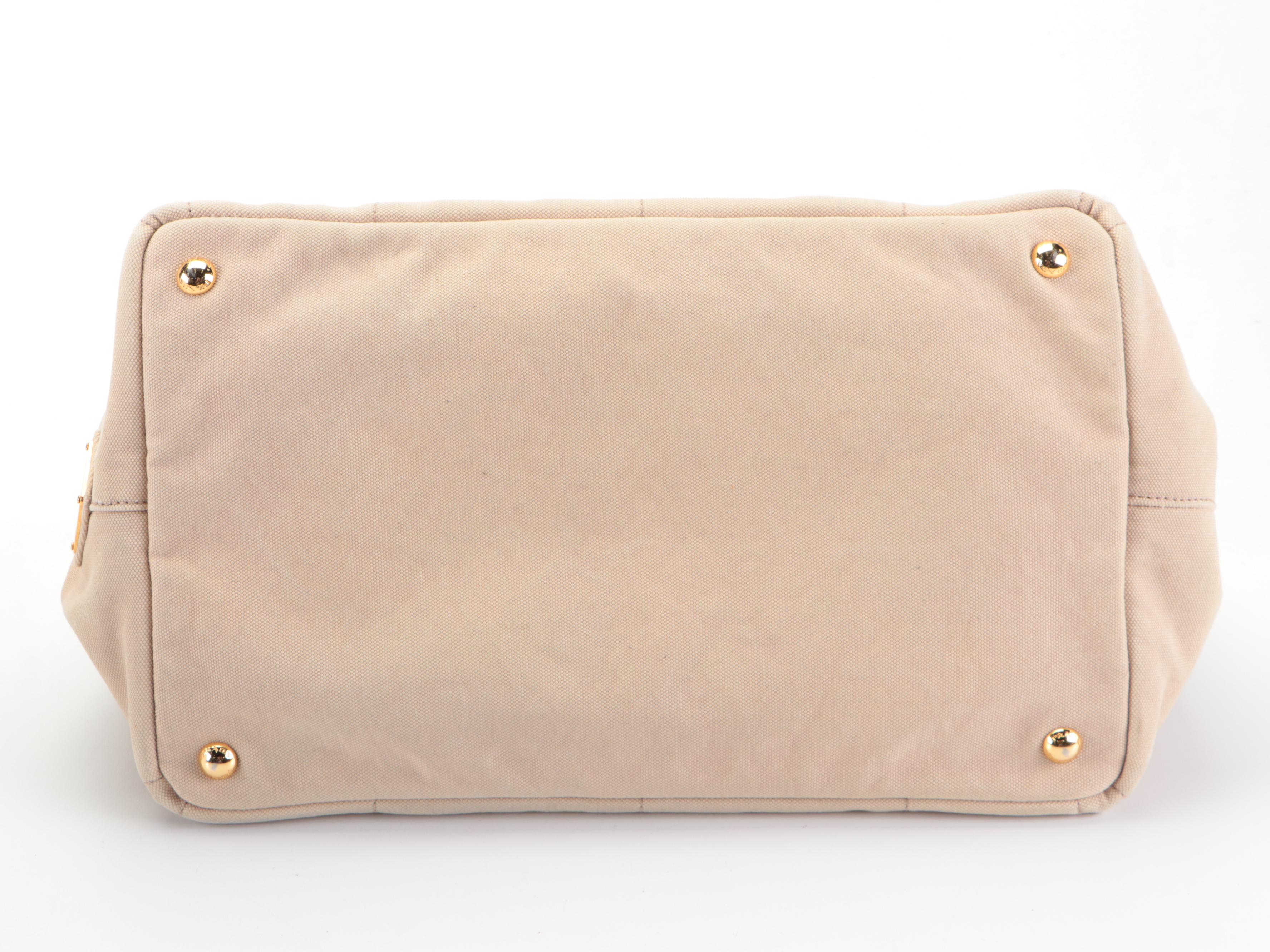 Prada Appliqué Canapa Logo Tote in Washed Corda Canvas