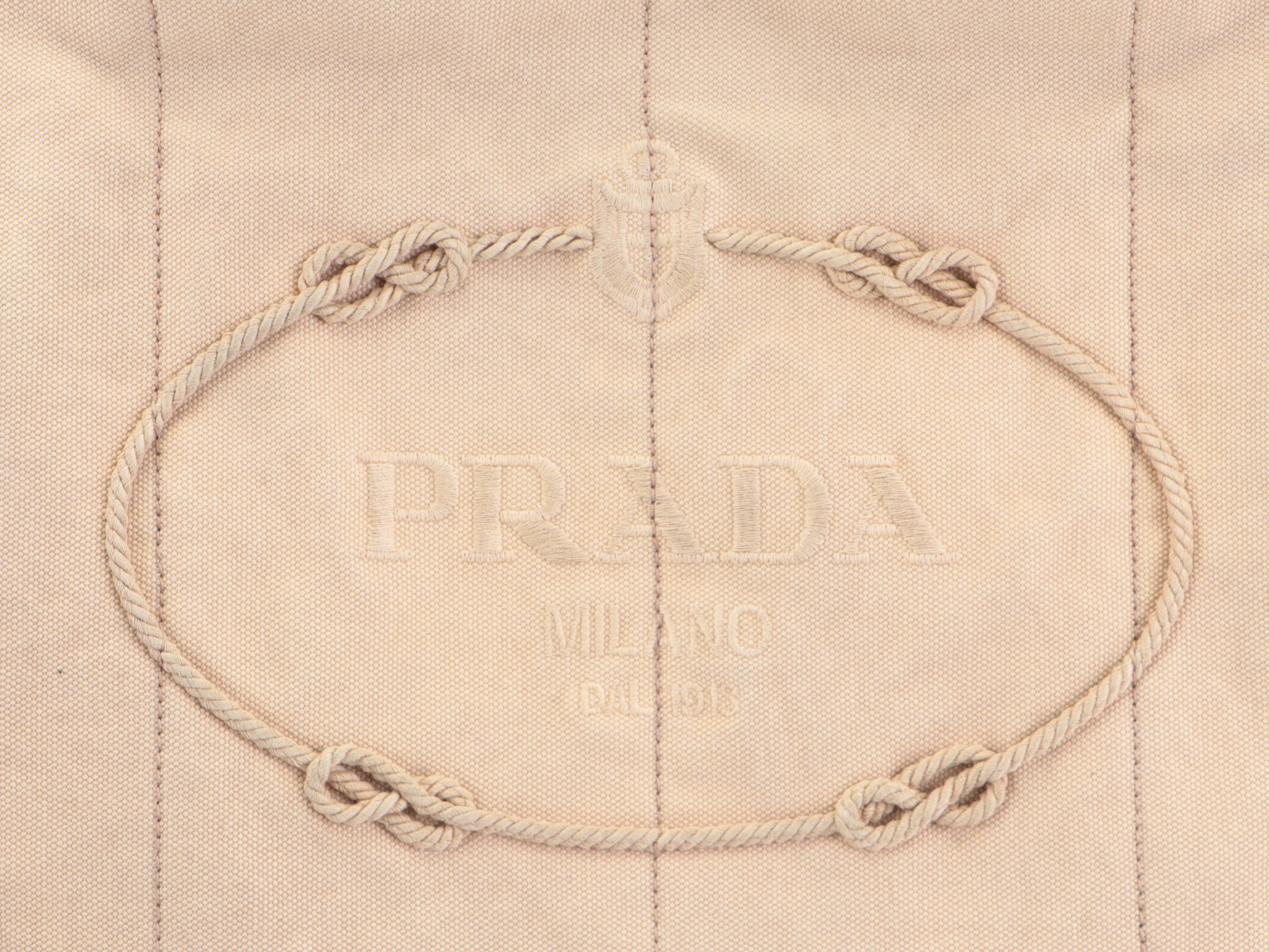 Prada Appliqué Canapa Logo Tote in Washed Corda Canvas