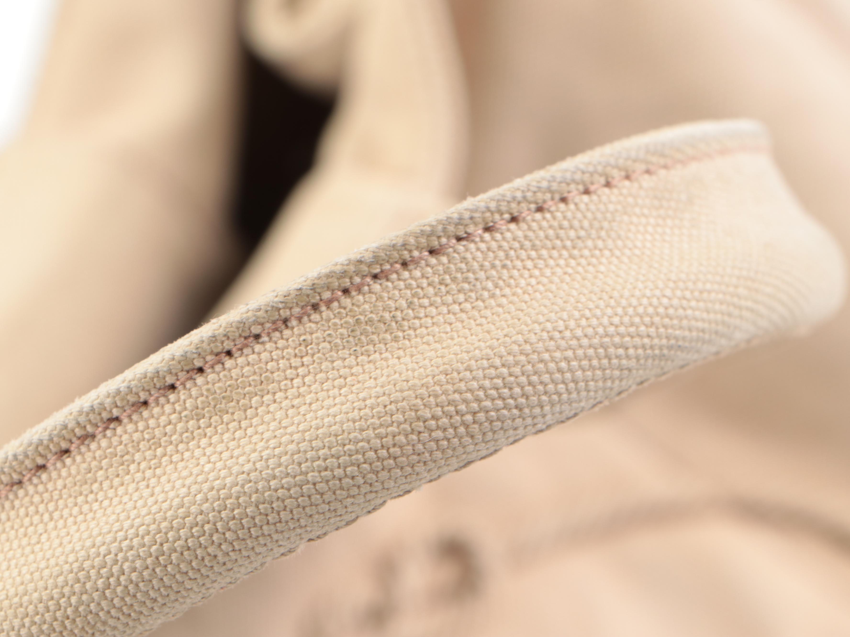 Prada Appliqué Canapa Logo Tote in Washed Corda Canvas