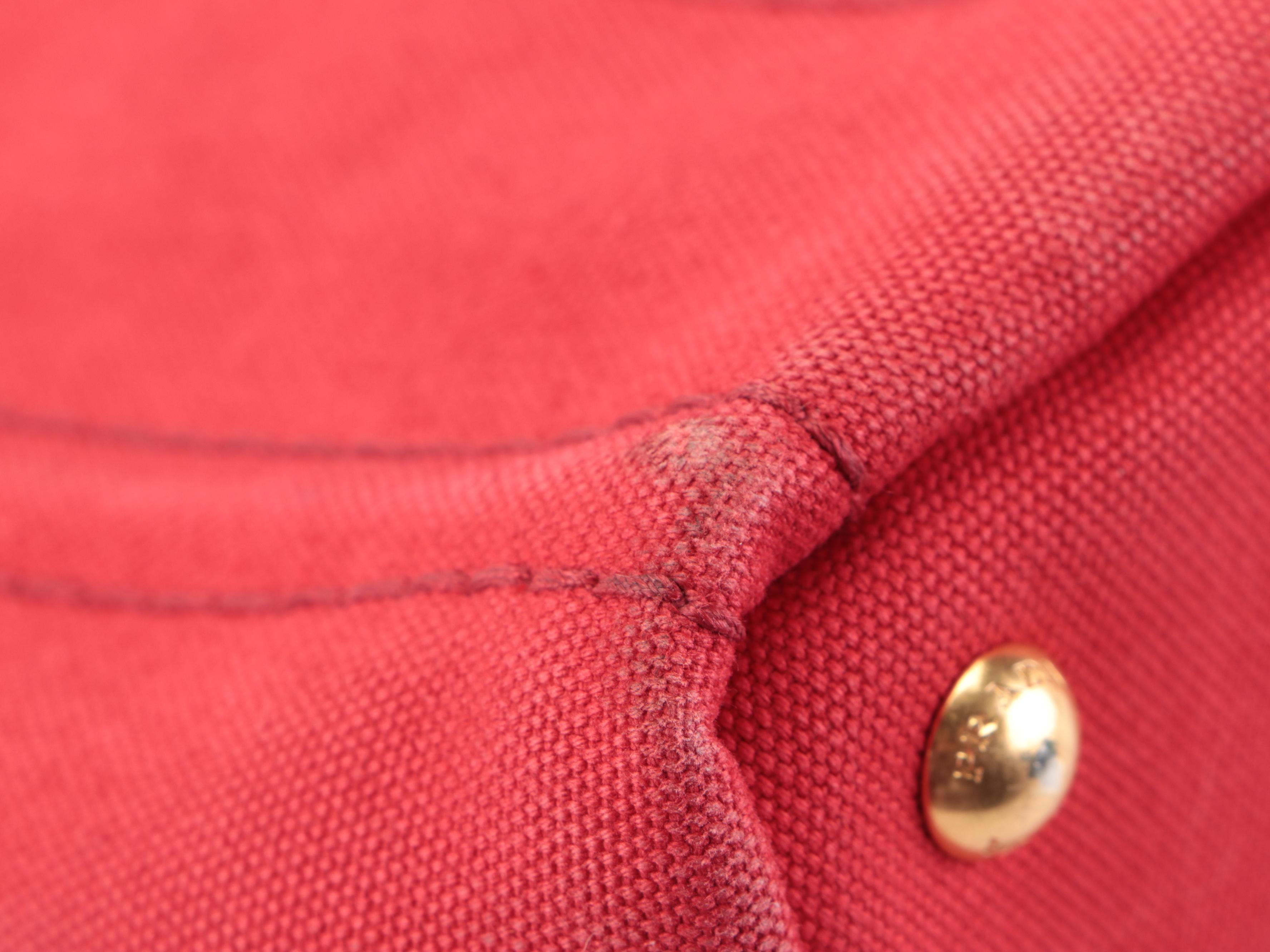 Prada Small Tote Bag in Red Canapa Canvas with Silkscreen Print Logo