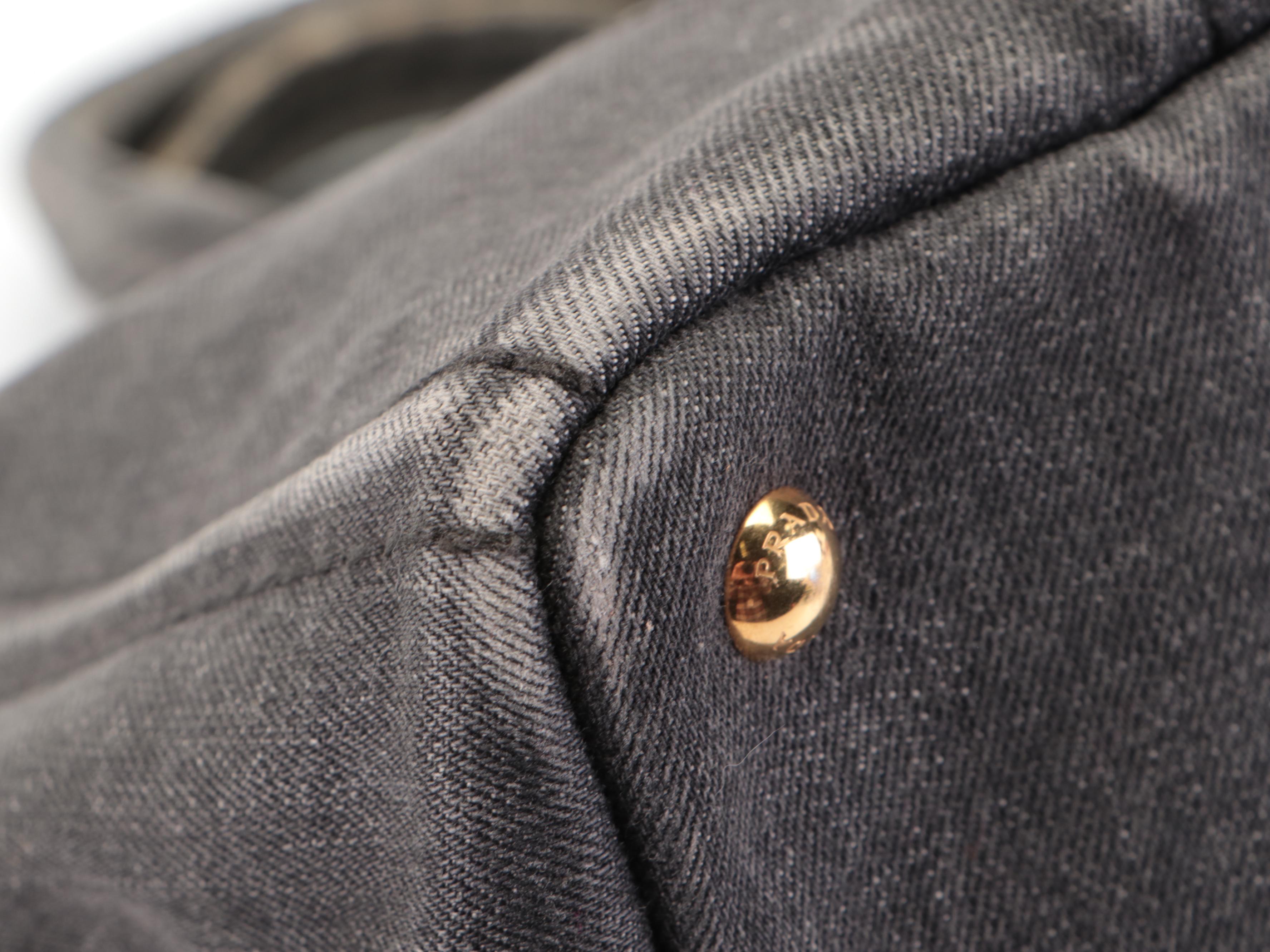 Prada Tote Bag in Silkscreen-Printed Logo Grey Denim with Detachable Strap