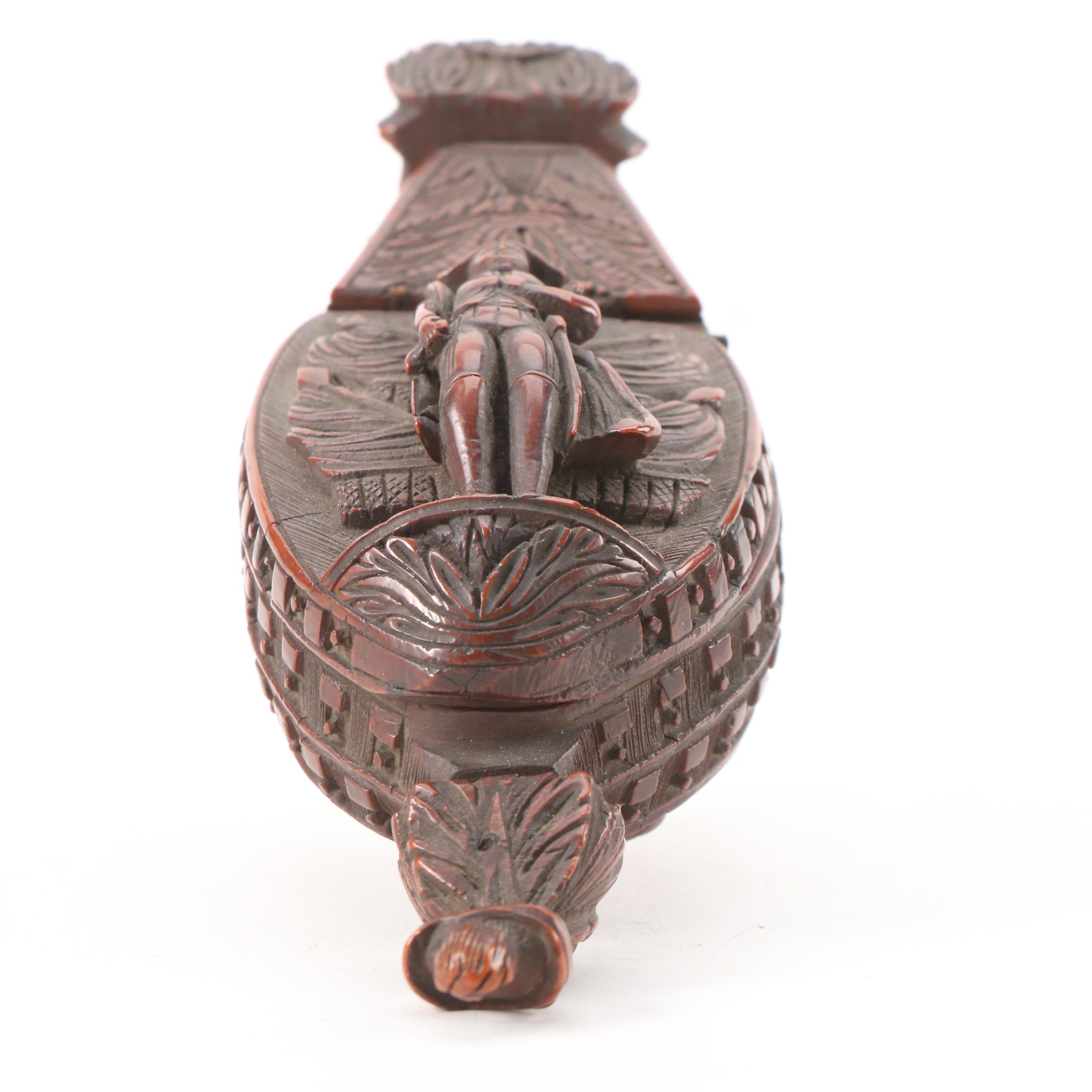 Hand-Carved Napoleonic Coquilla Nut Snuff Box, Early 19th C.