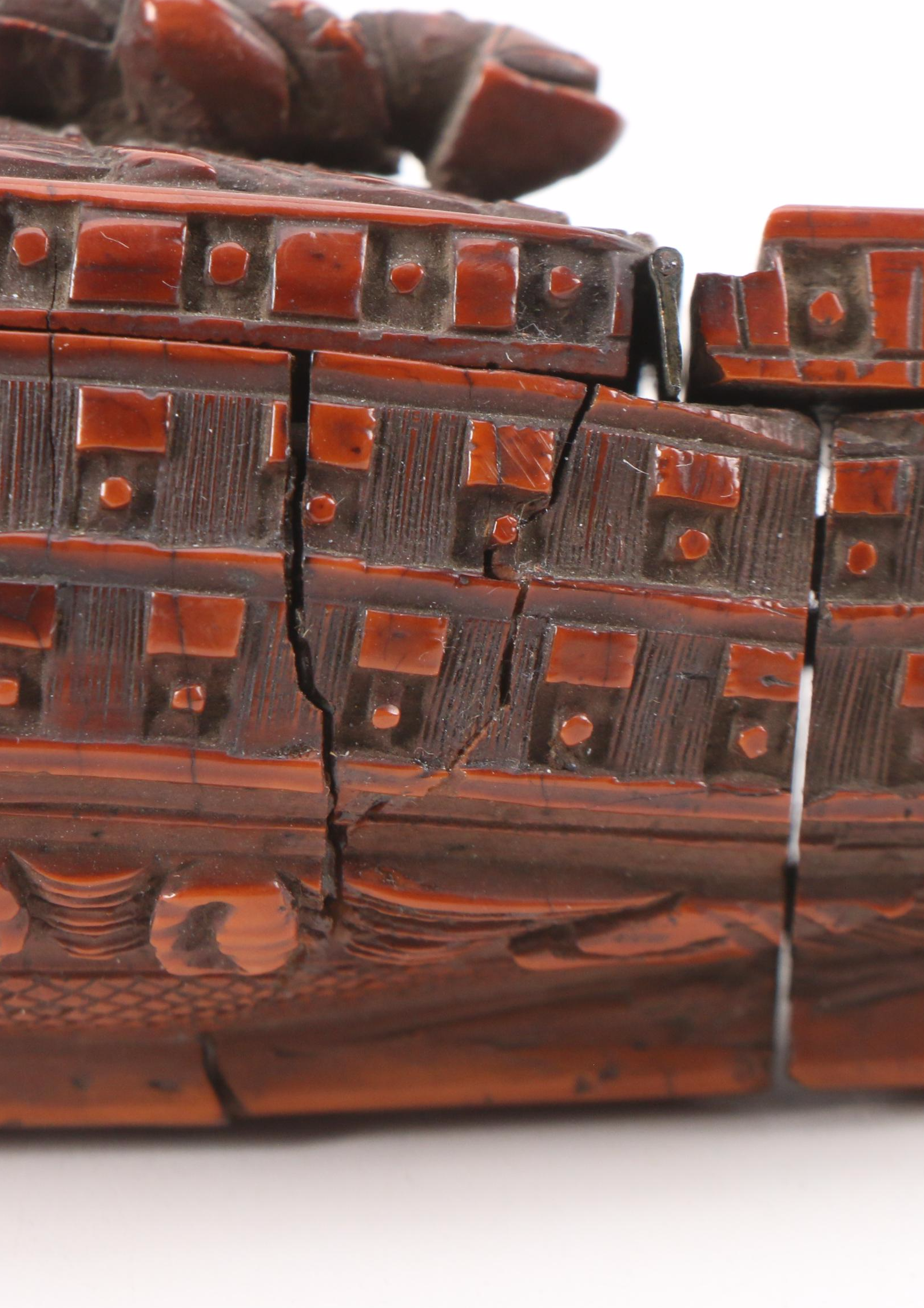 Hand-Carved Napoleonic Coquilla Nut Snuff Box, Early 19th C.