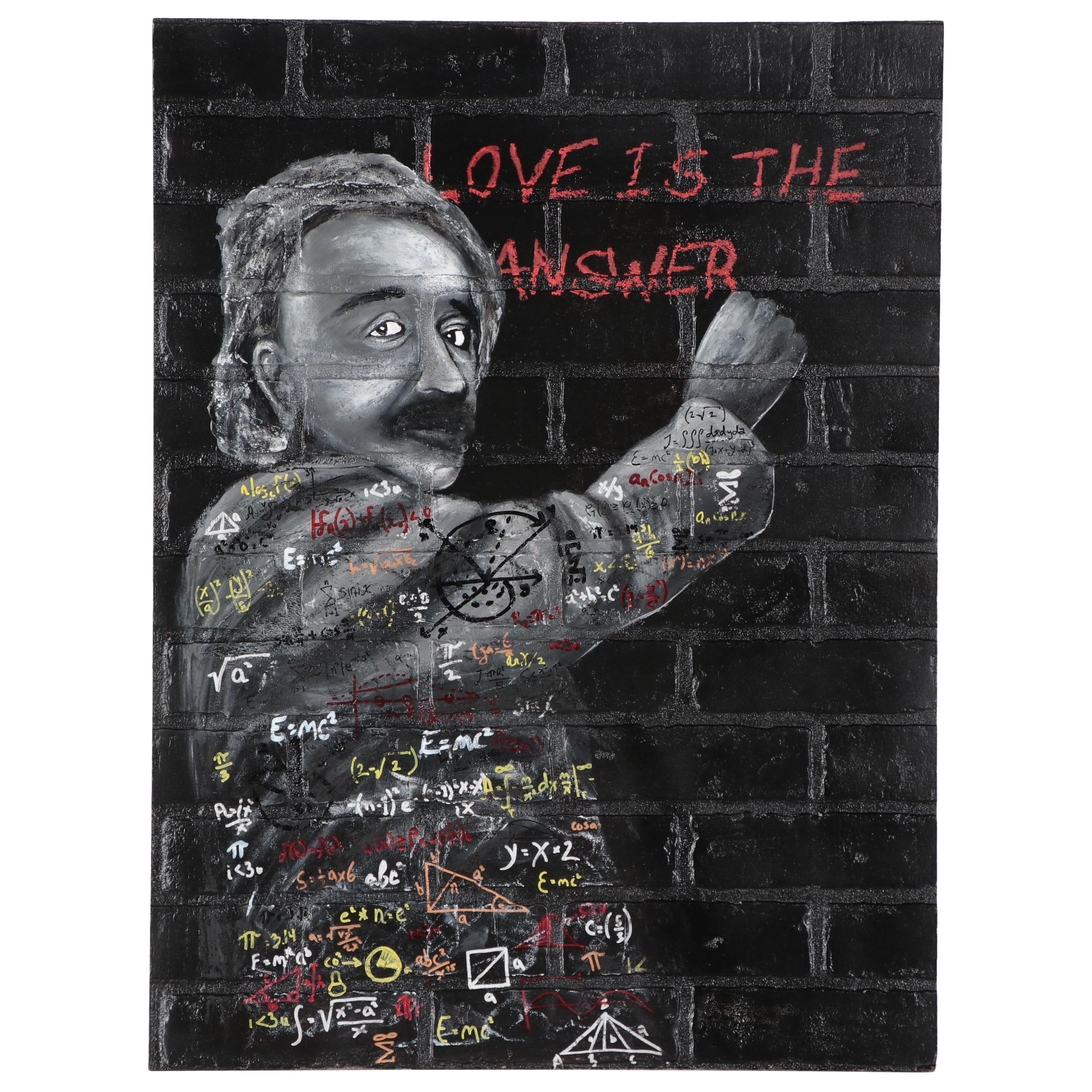 Vincent Santiago Pop Art Mixed Media Painting "Einstein"