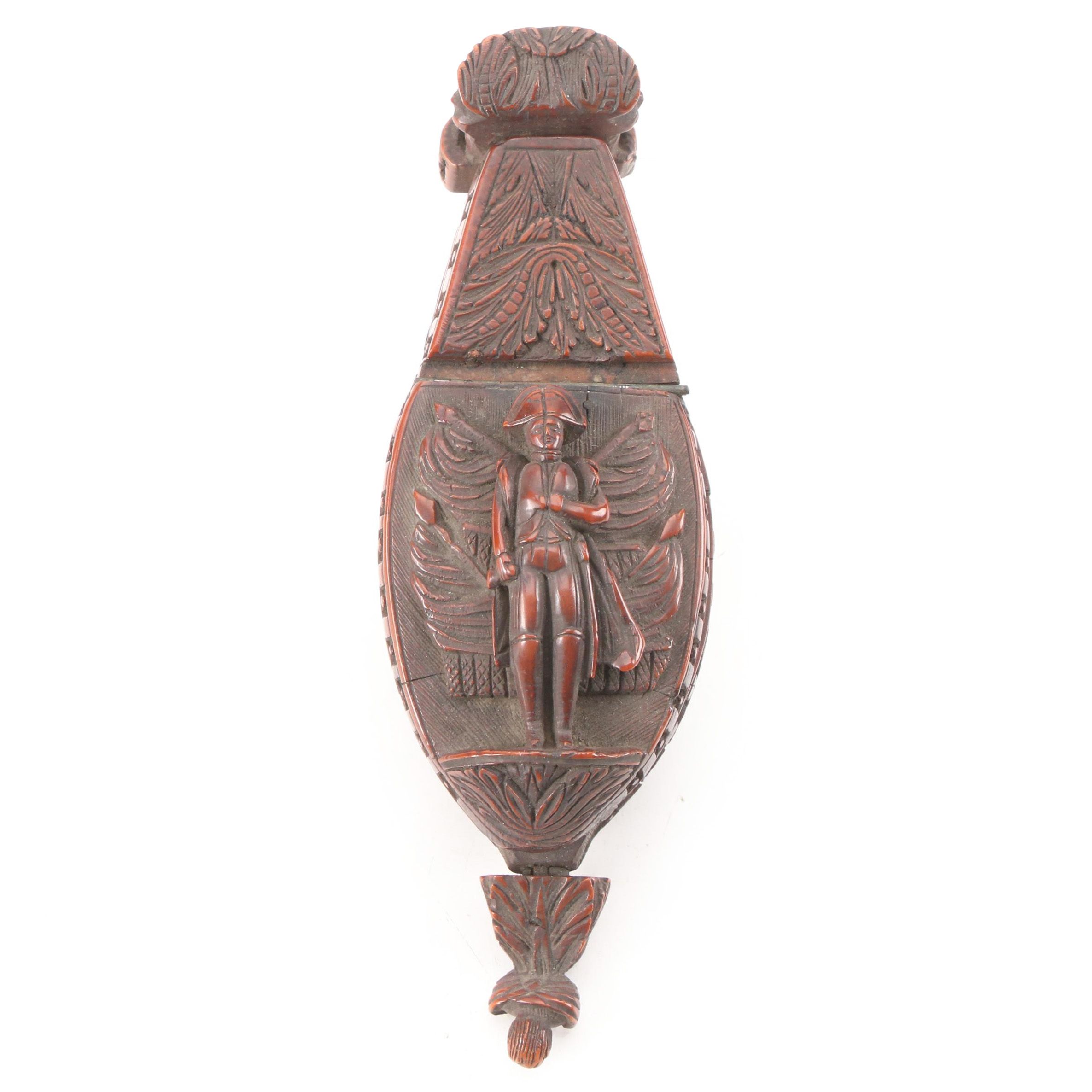 Hand-Carved Napoleonic Coquilla Nut Snuff Box, Early 19th C.