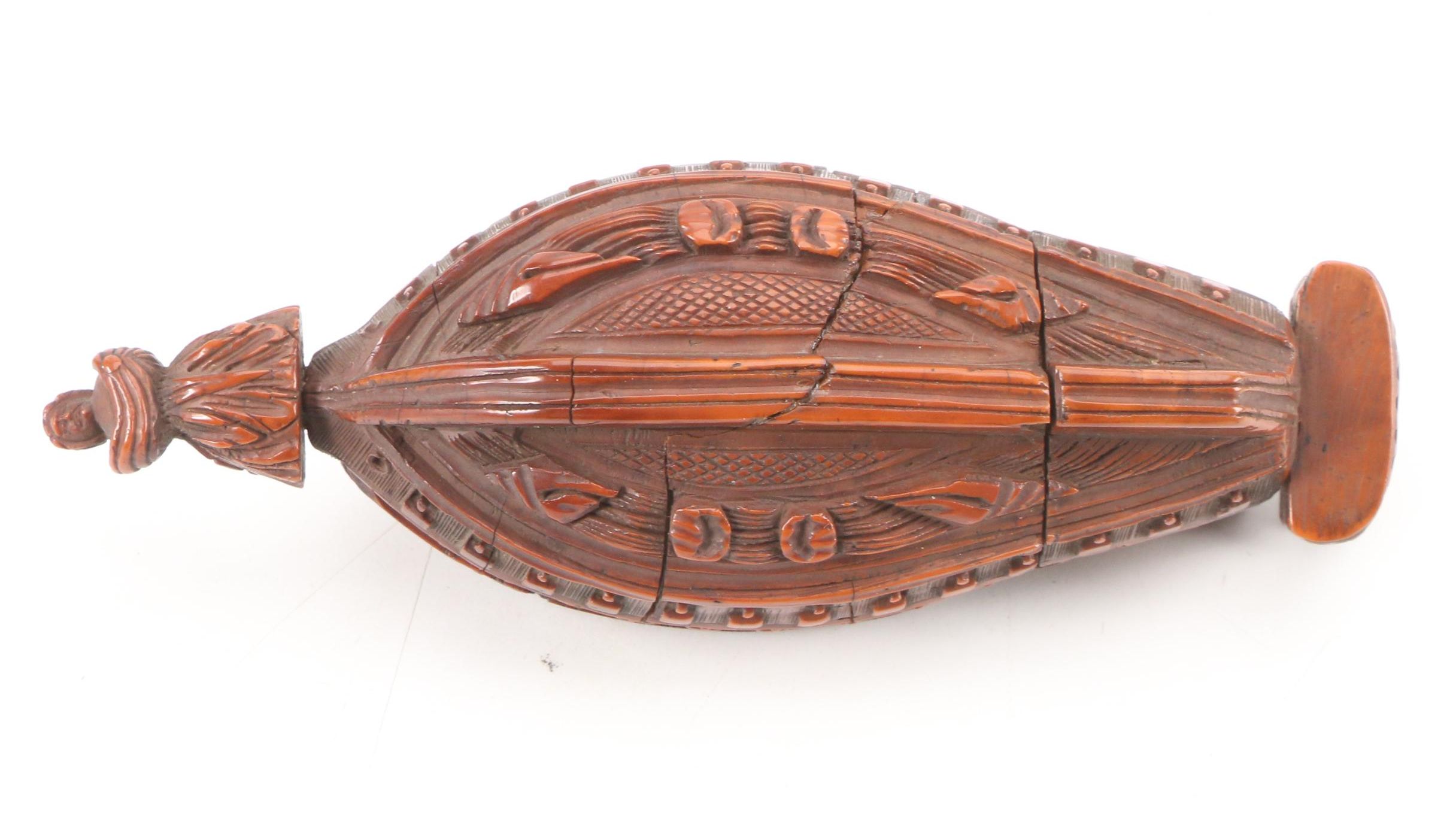 Hand-Carved Napoleonic Coquilla Nut Snuff Box, Early 19th C.