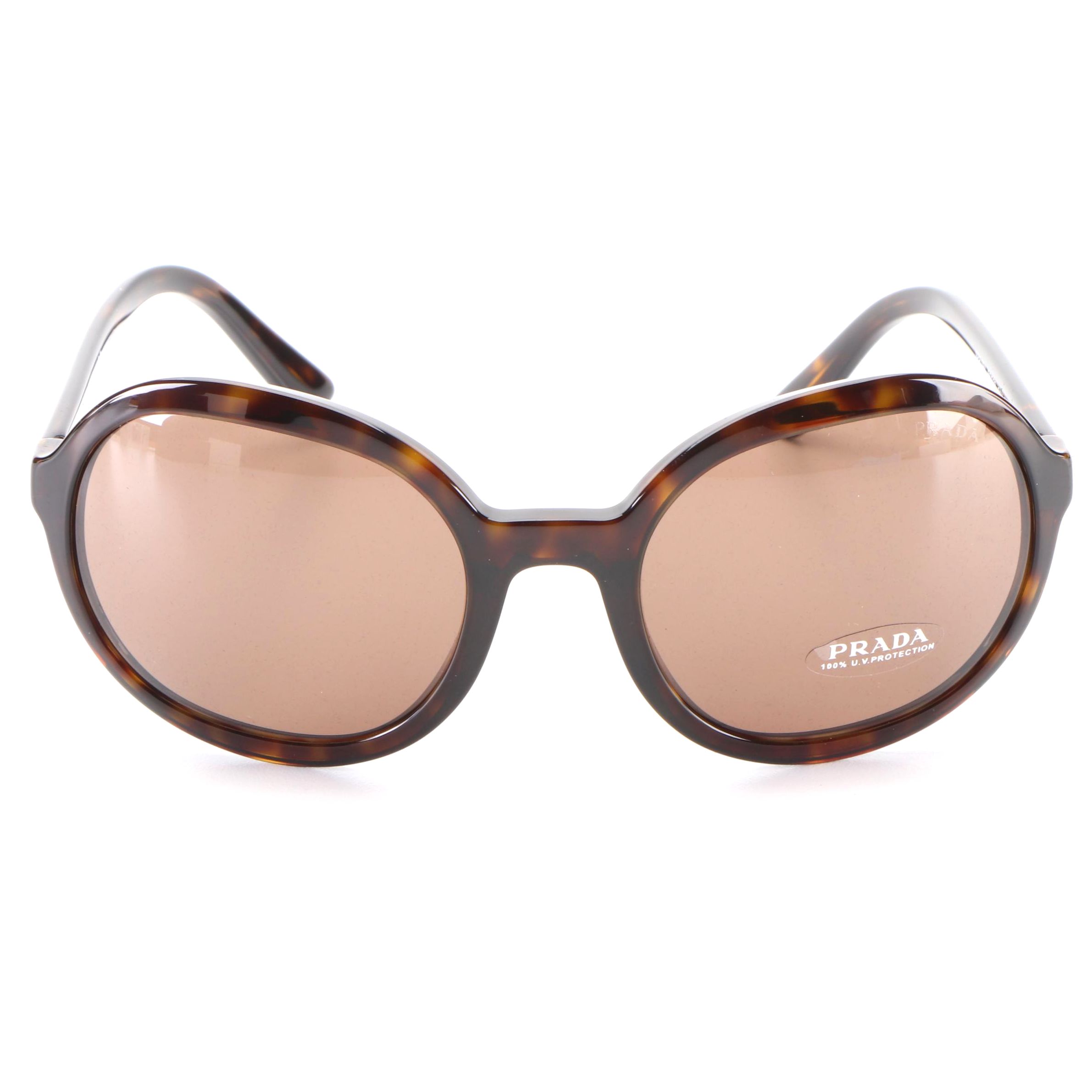 Prada SPR09V Round Sunglasses in Dark Havana Acetate with Case and Box