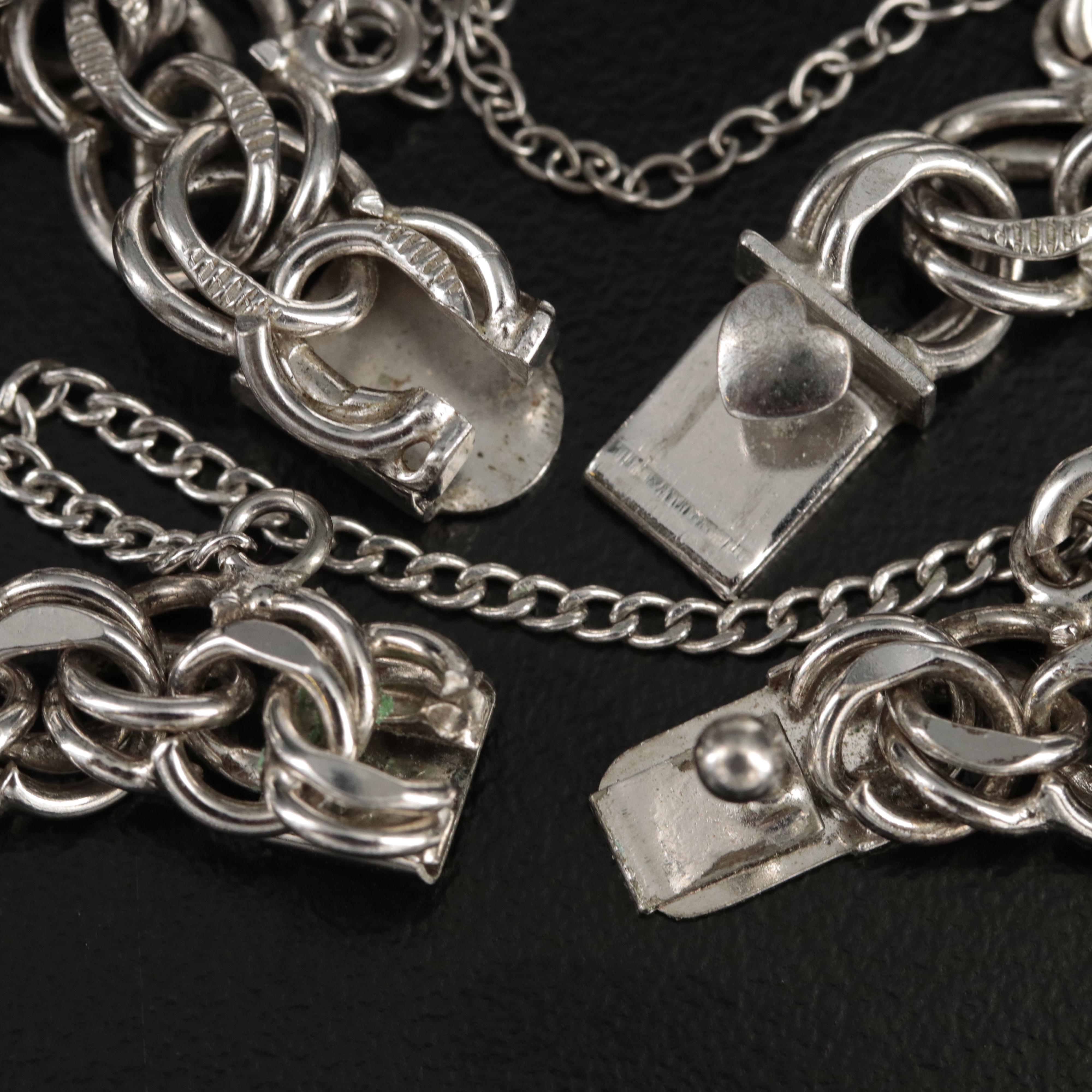 Sterling Themed Charm Bracelets with Enamel Details