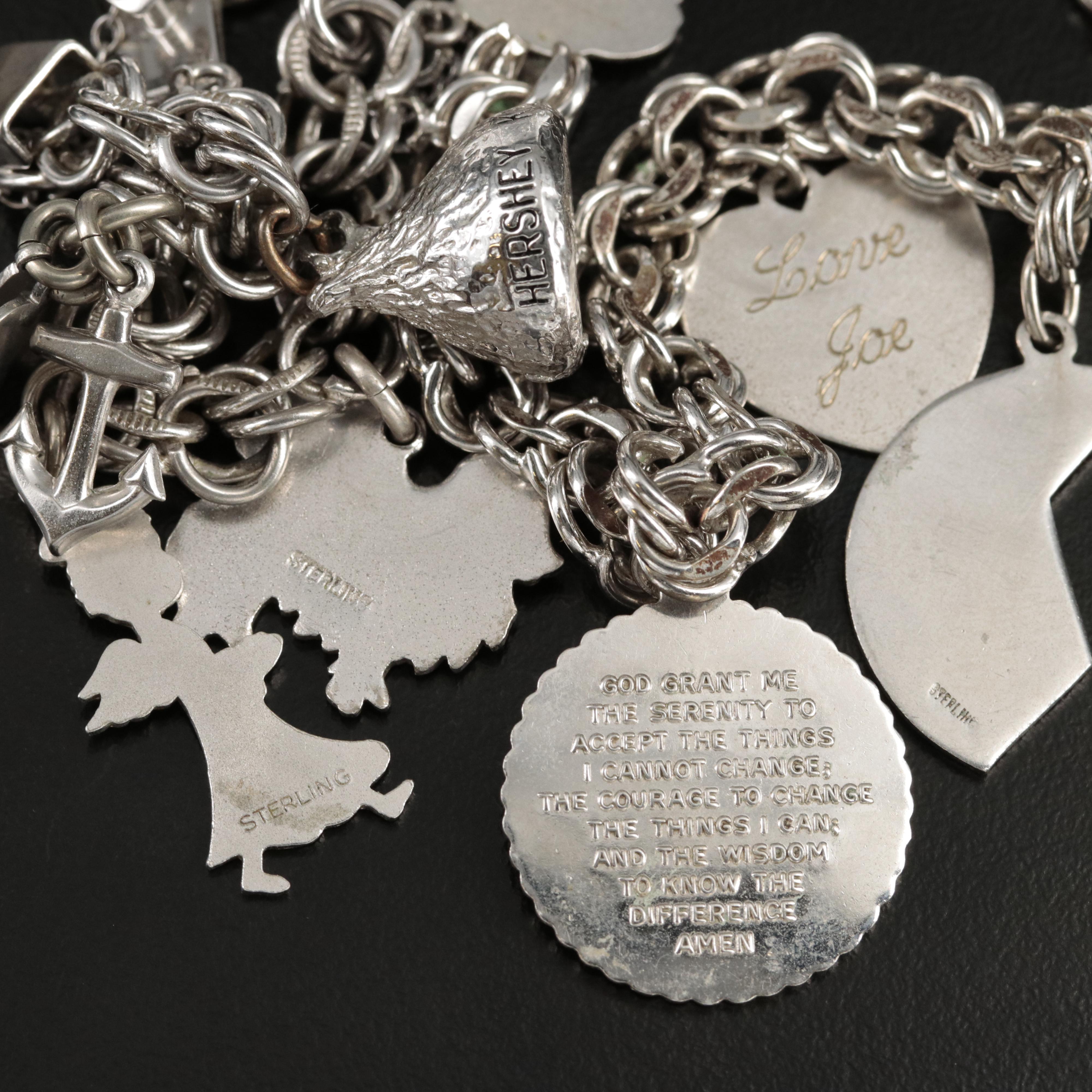 Sterling Themed Charm Bracelets with Enamel Details